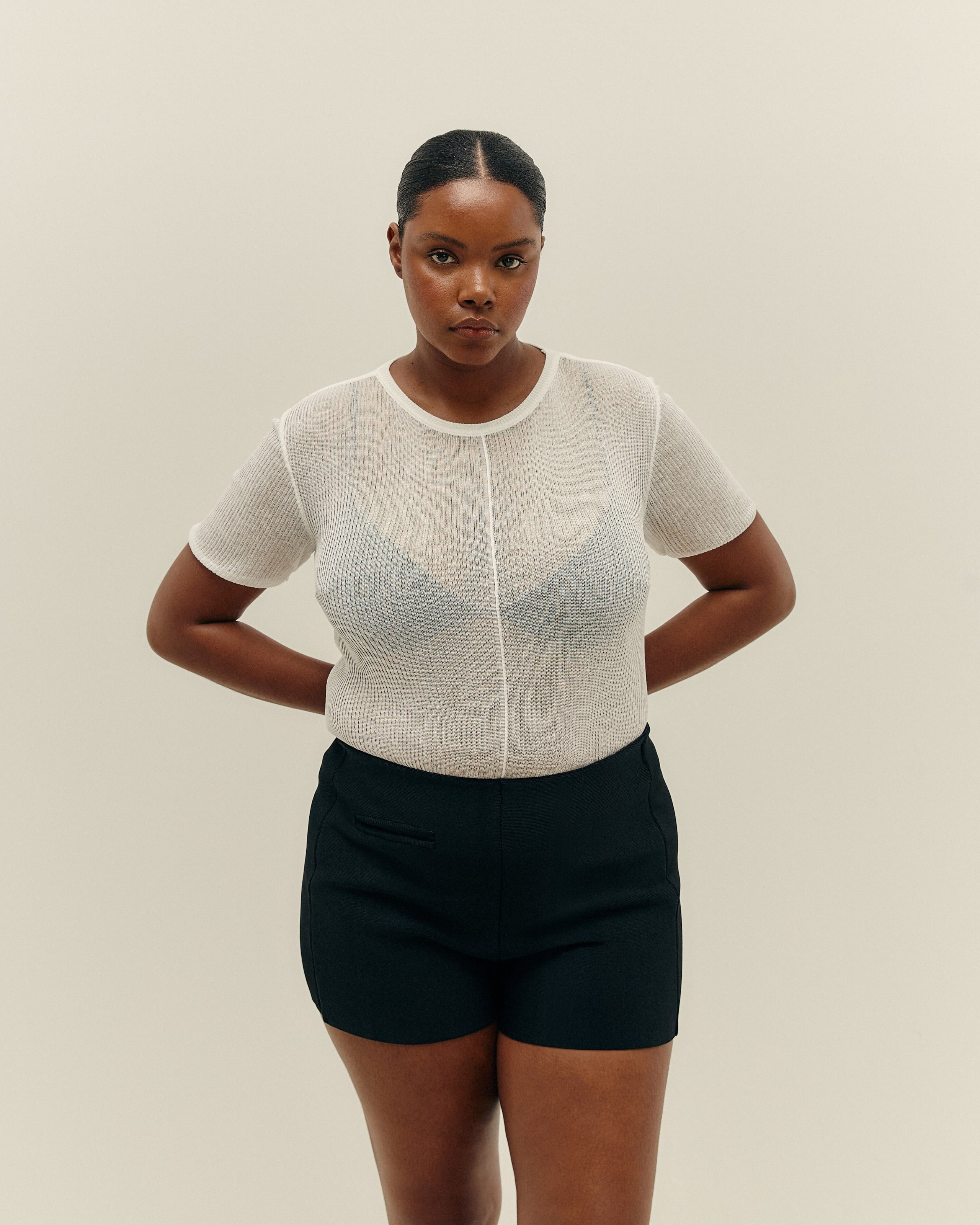 Short Mini Coucou Tricot Preto