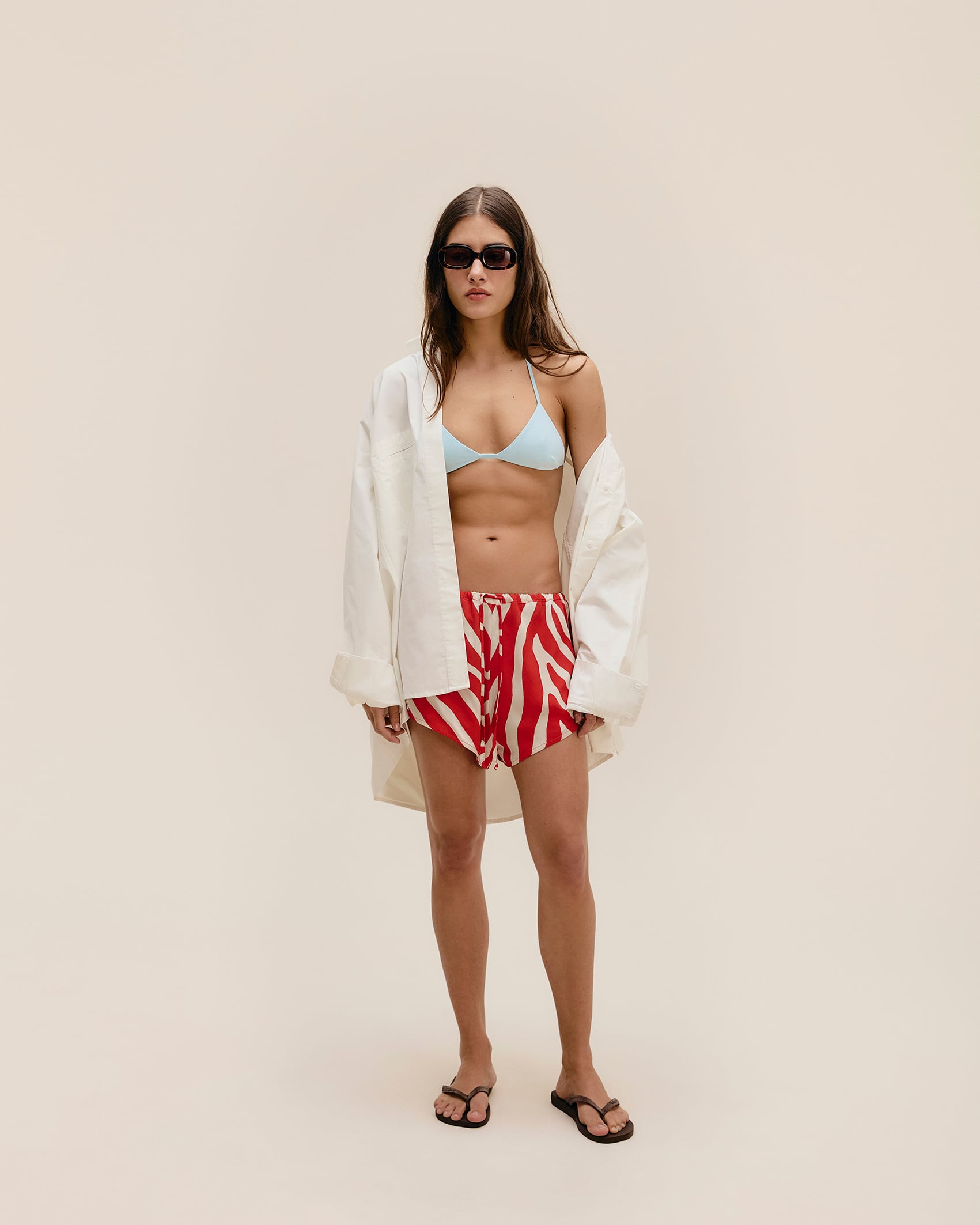 Short Mini Estampado Zebra Diagonal Vermelha