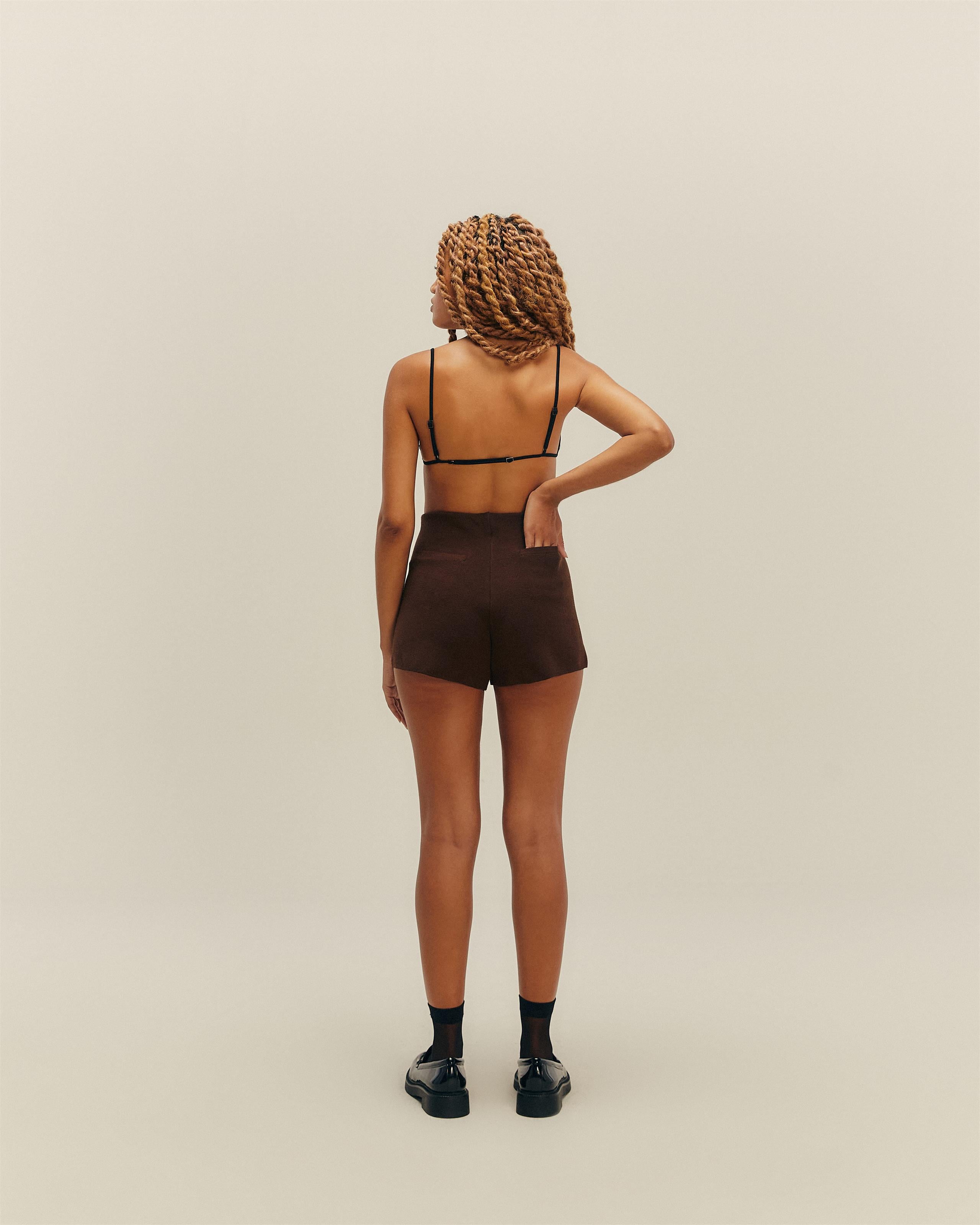 Short Mini Pipa Sport Tricot Marrom