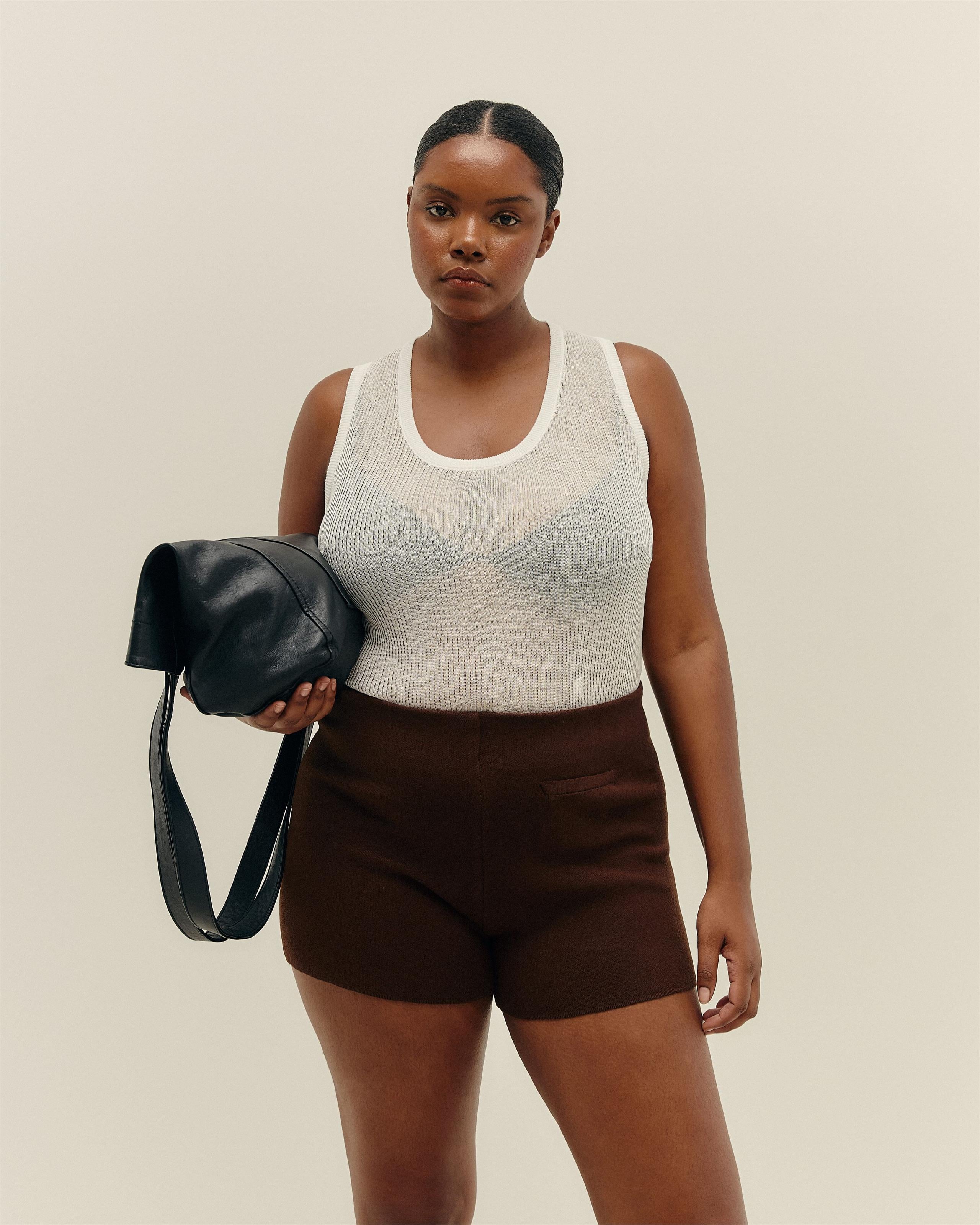 Short Mini Pipa Sport Tricot Marrom