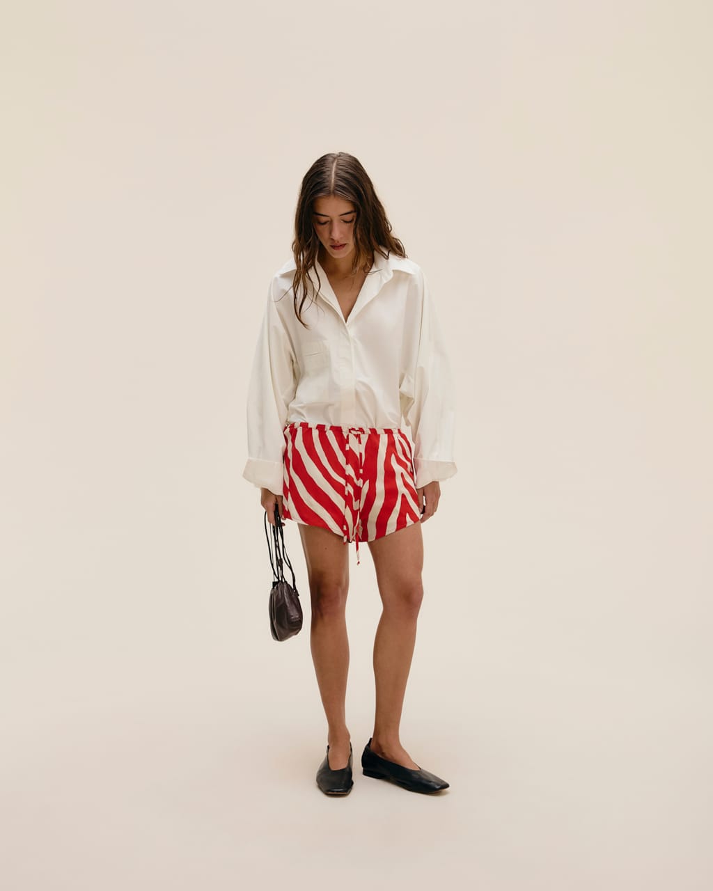 Short Mini Zebra Diagonal Vermelha