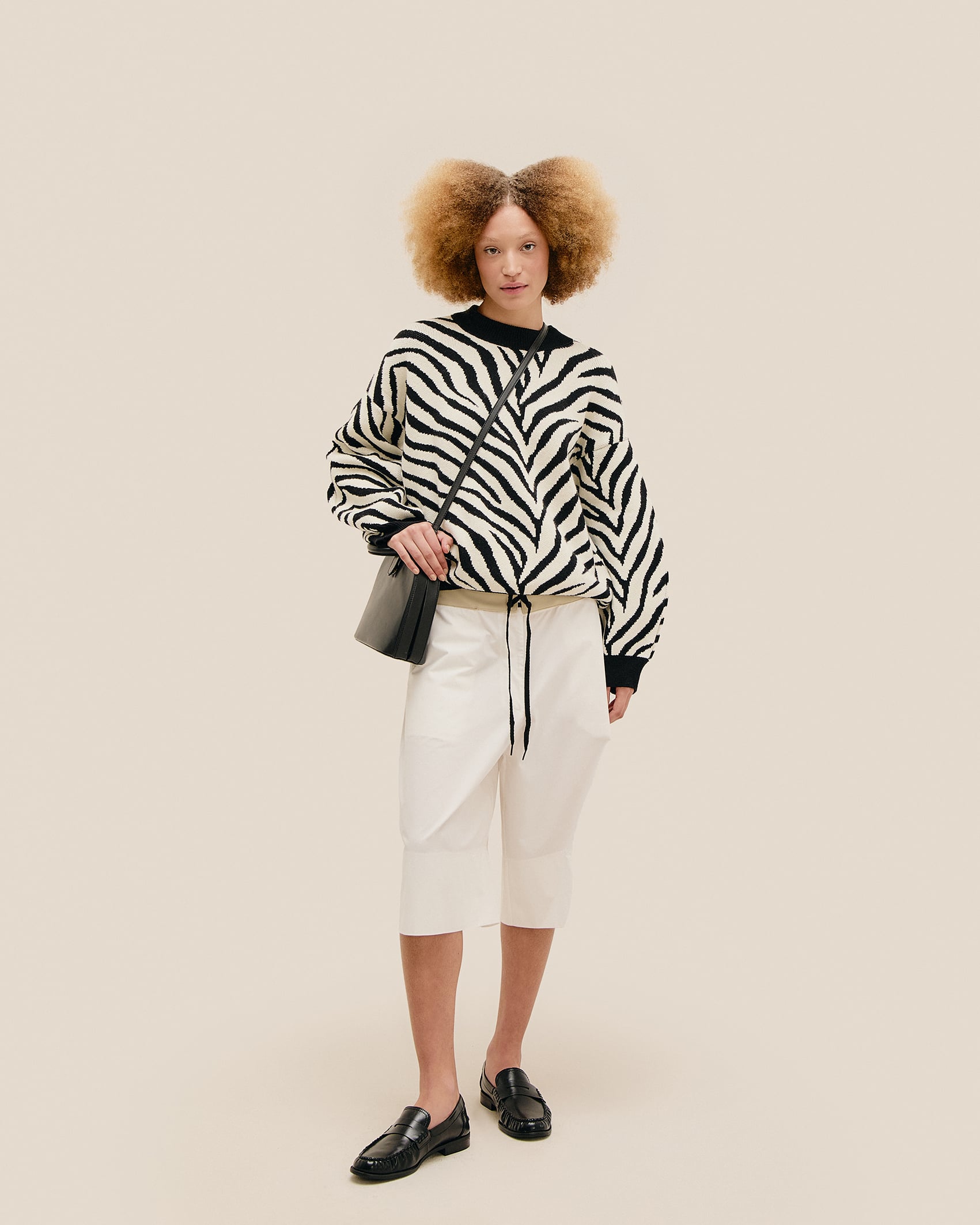 Suéter Mangas Tricot Estampado Estampa Zebra Diagonal