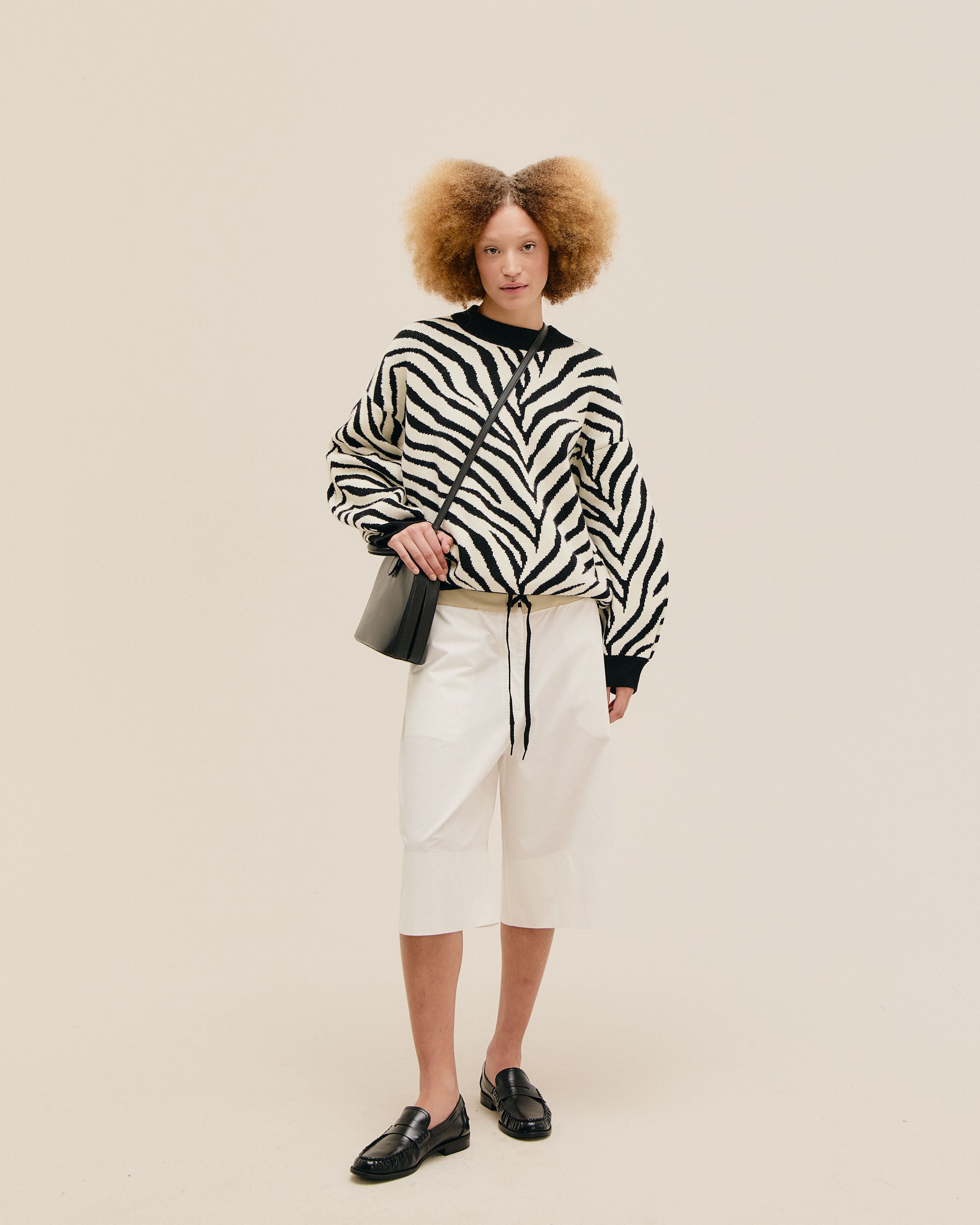 Sueter Mangas Tricot Estampado Zebra Diagonal