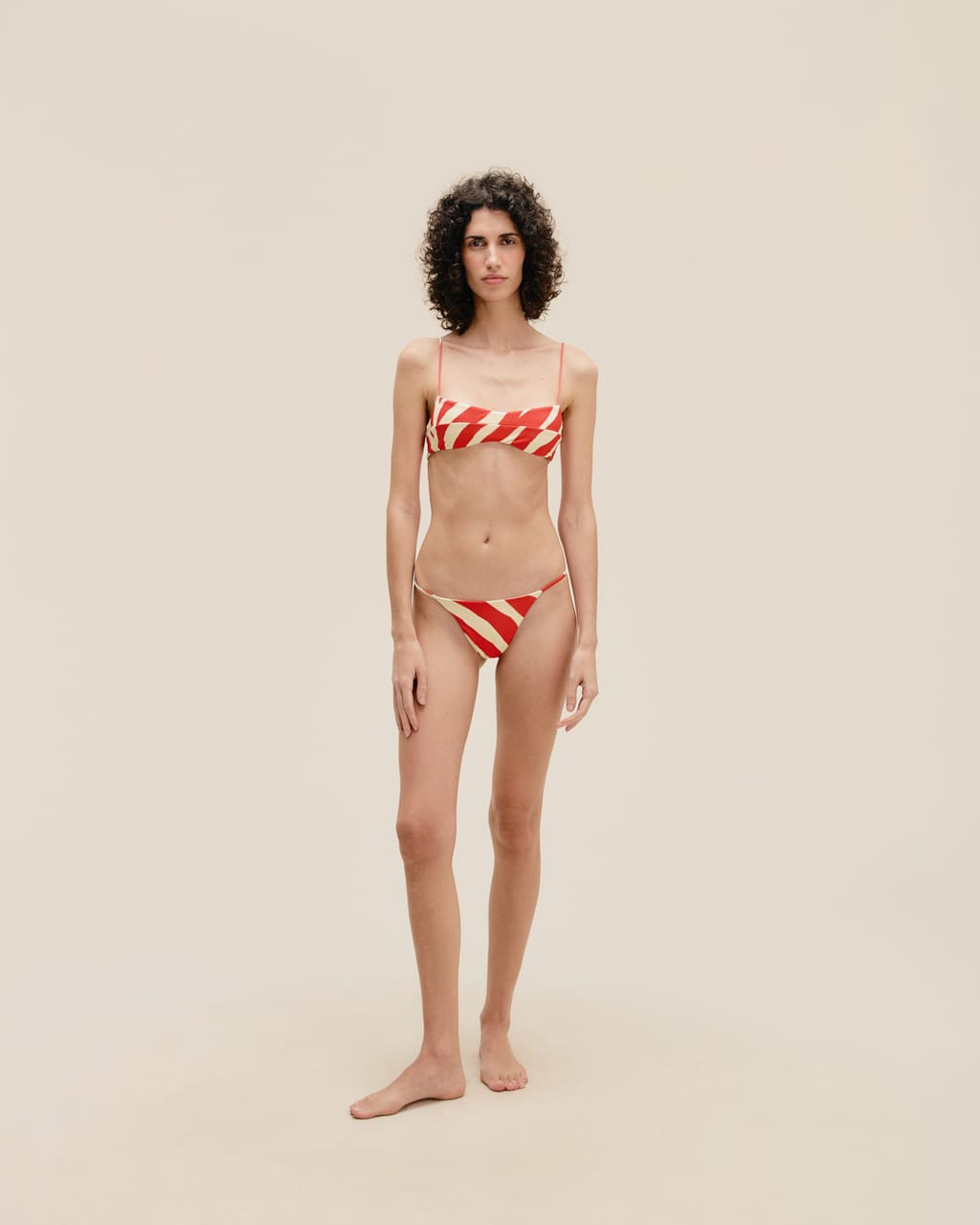 Top Agatha Estampado Zebra Diagonal Vermelha