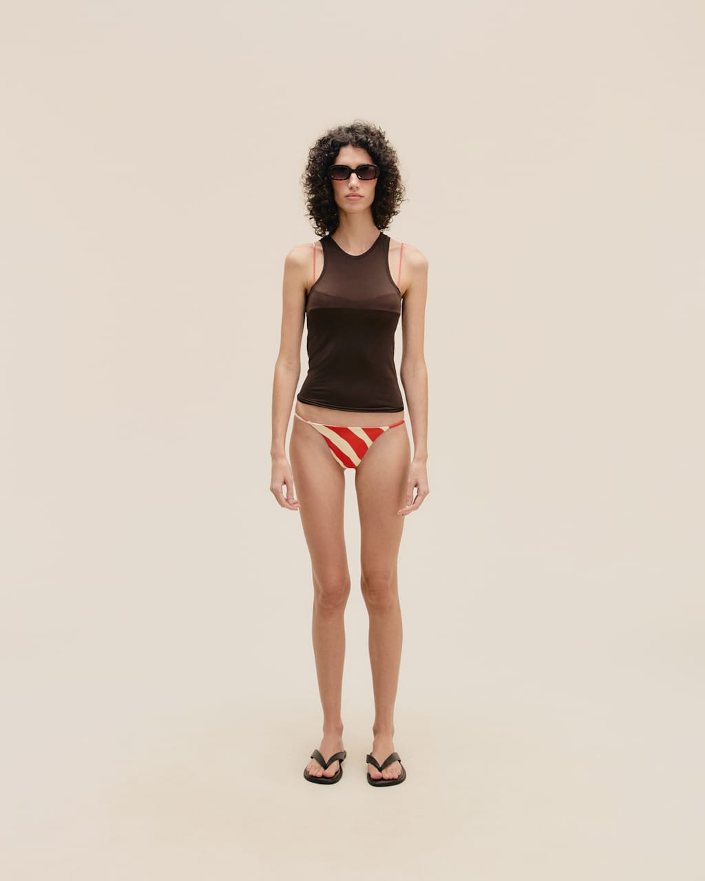 Top Agatha Estampado Zebra Diagonal Vermelha