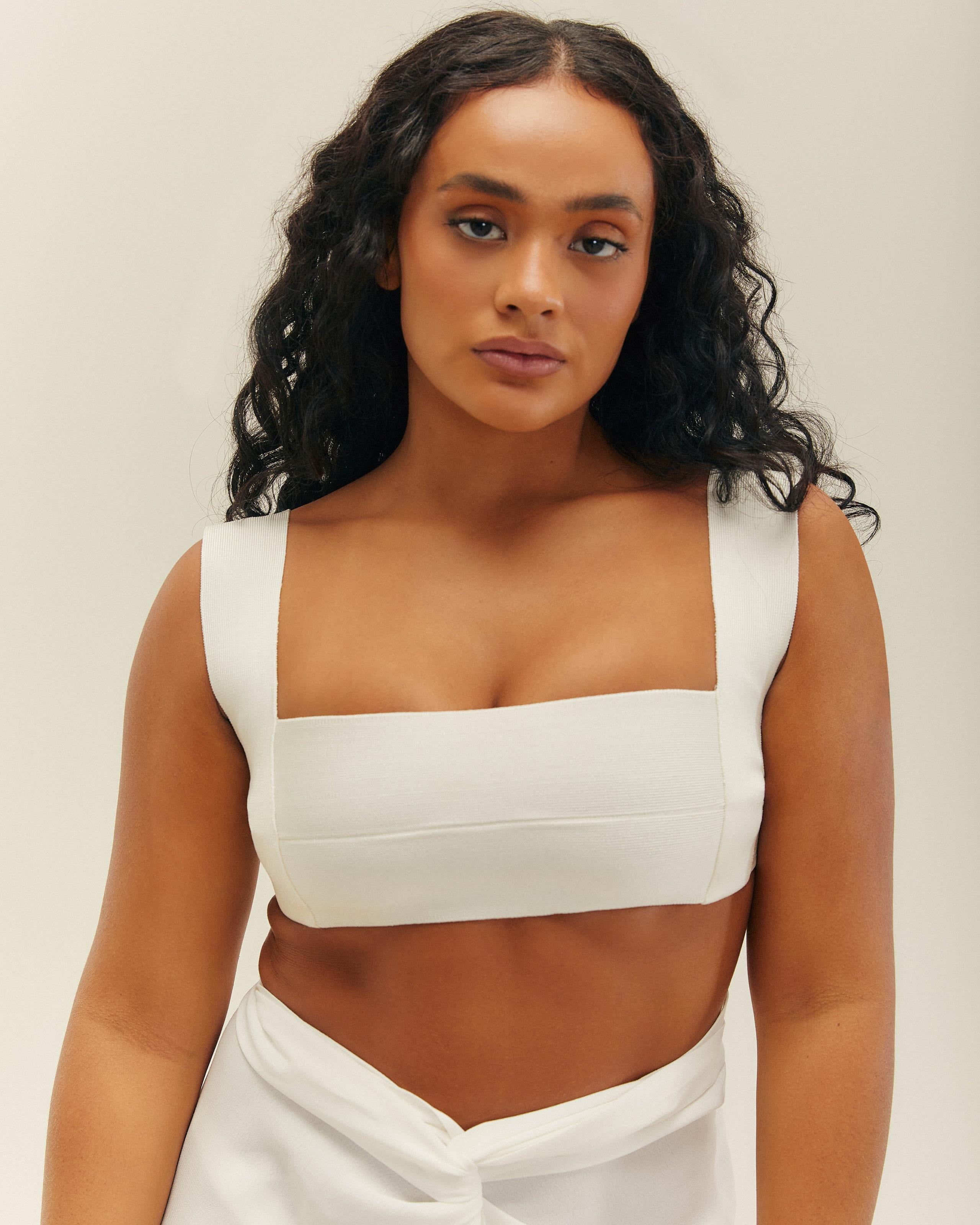 Top Alça Larga Tricot Bege