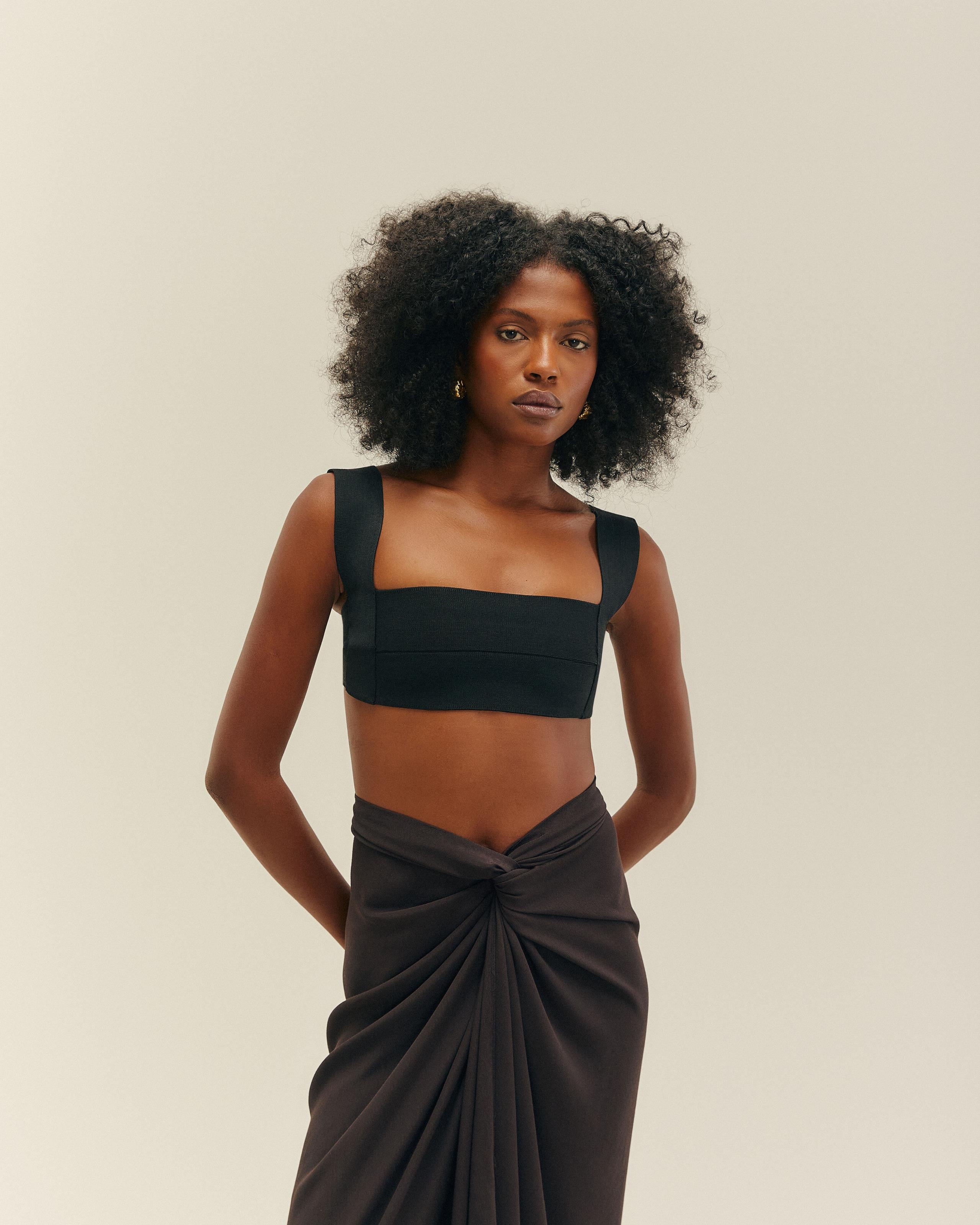 Top Alça Larga Tricot Bege