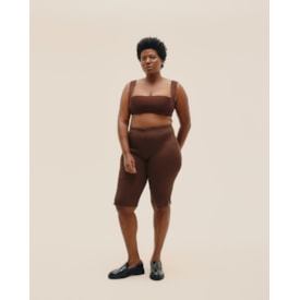 Haight — Top Alça Larga Tricot Marrom Brauna