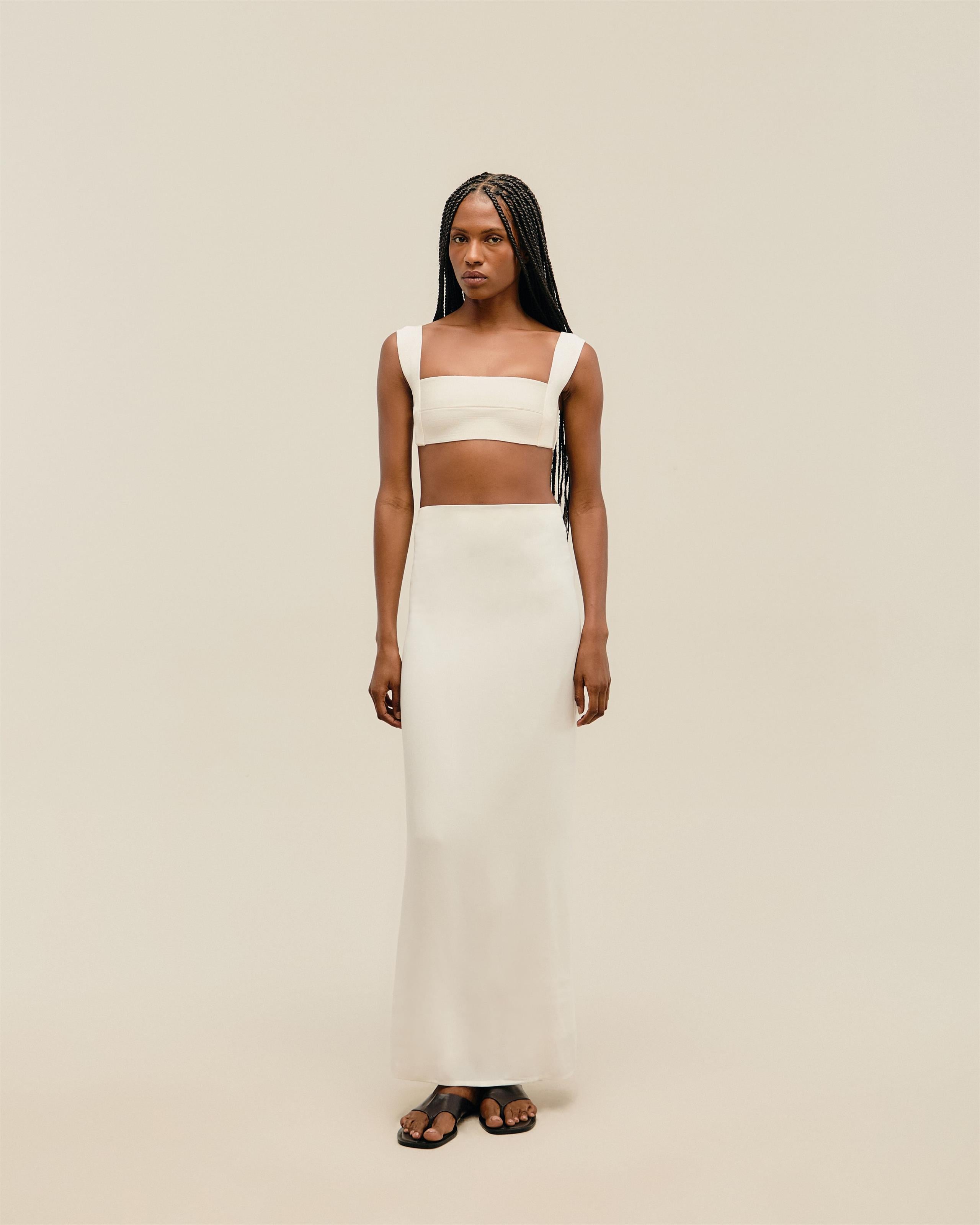 Top Alça Larga Tricot Off-White