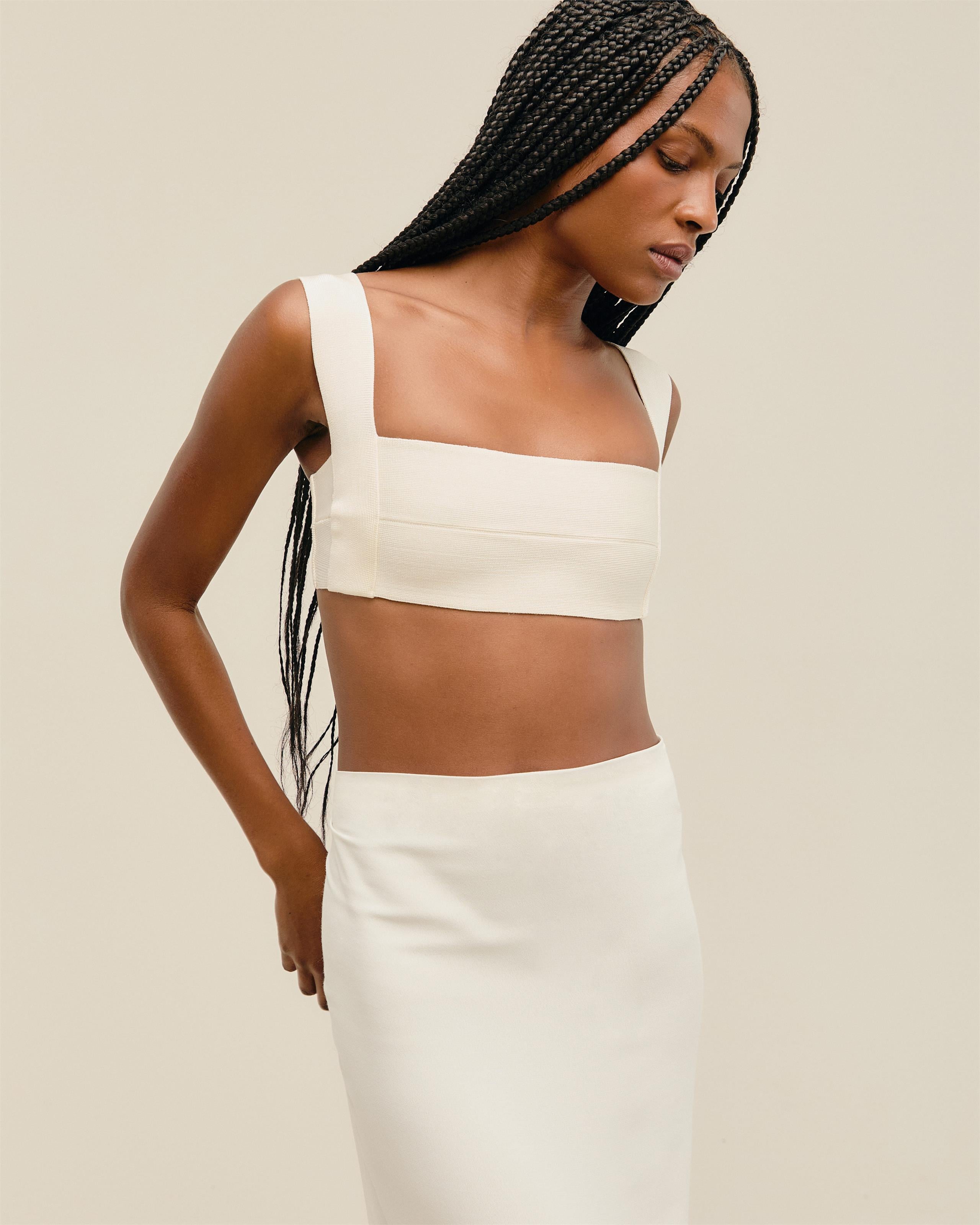 Top Alça Larga Tricot Off-White