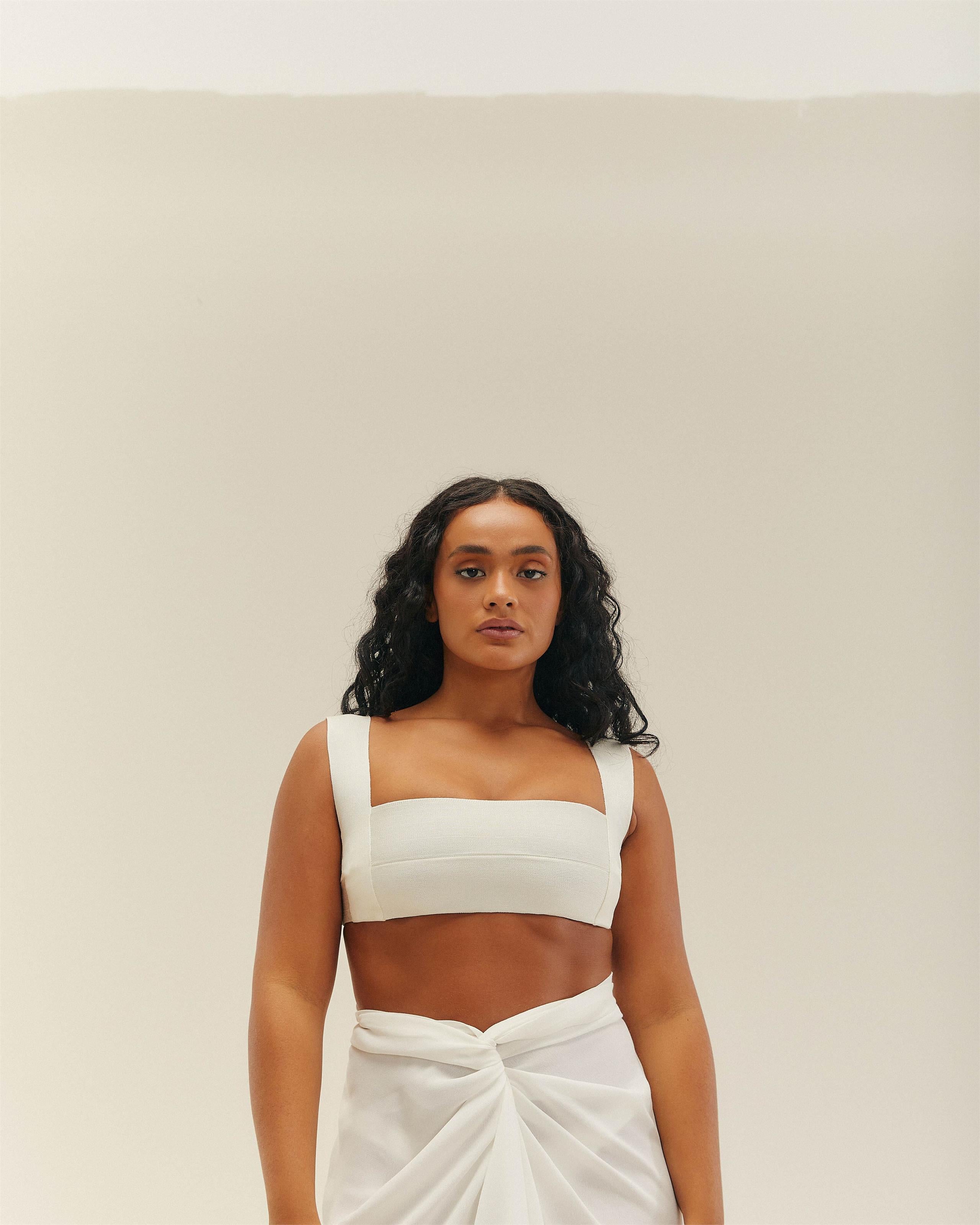 Top Alça Larga Tricot Off-White