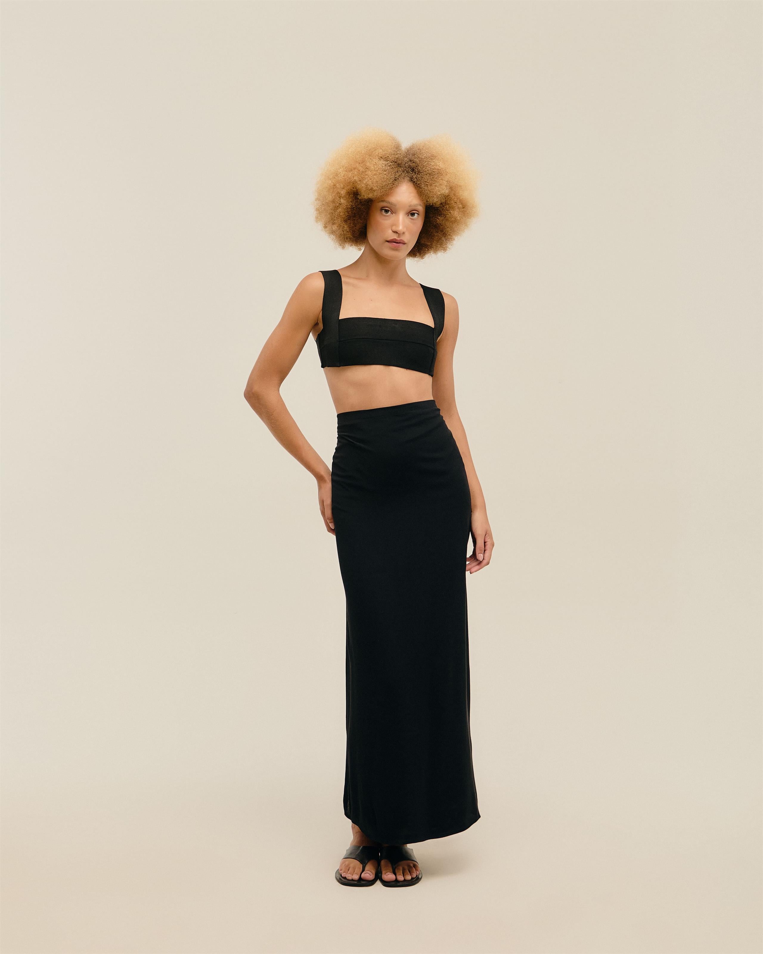 Top Alça Larga Tricot Preto
