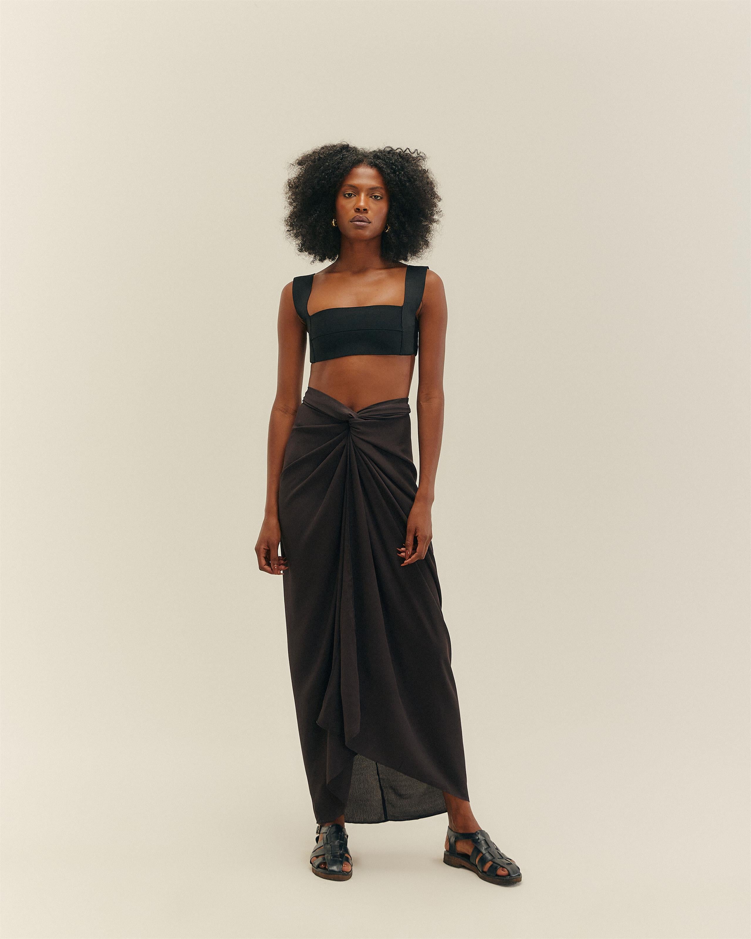 Top Alça Larga Tricot Preto