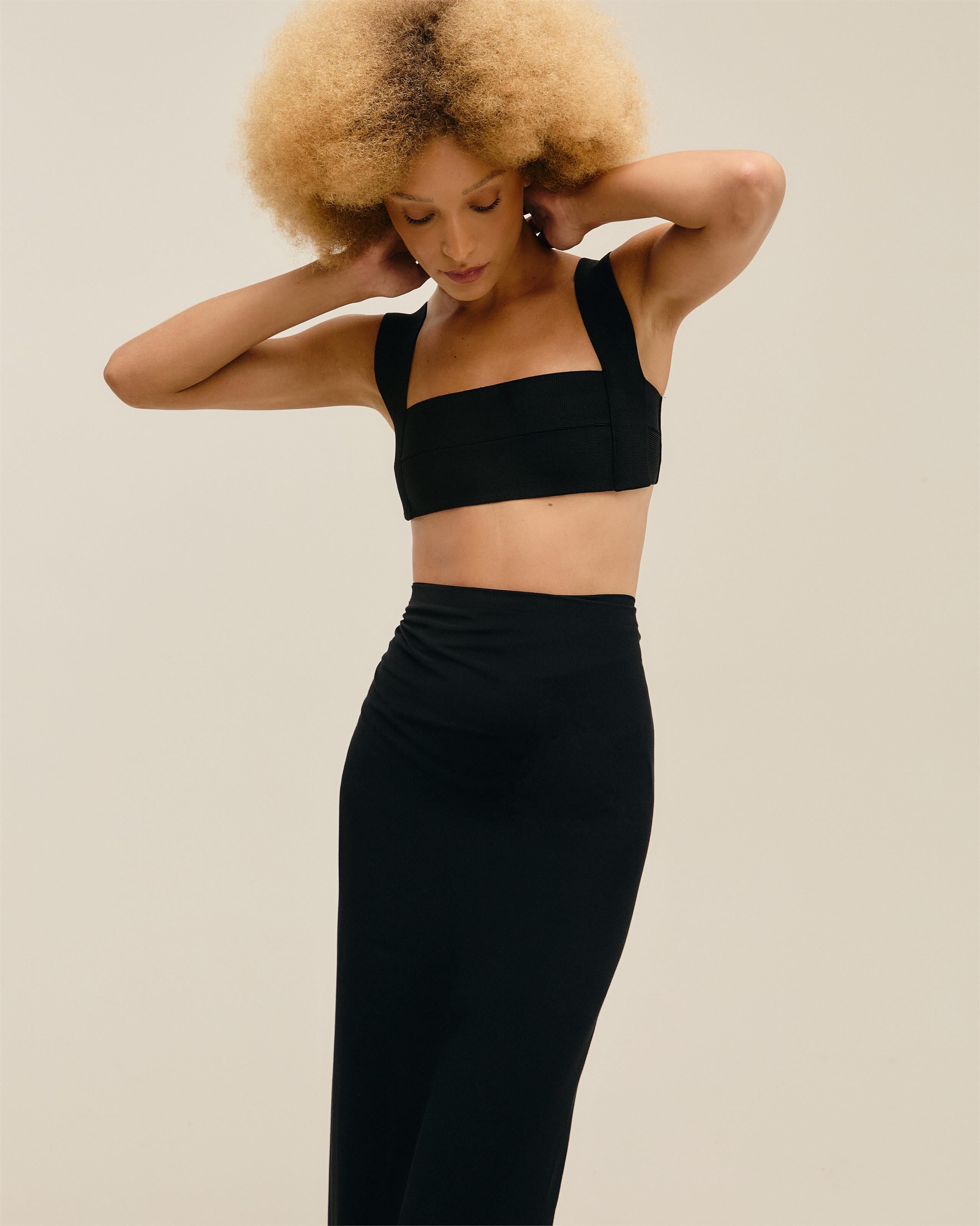 Top Alça Larga Tricot Preto
