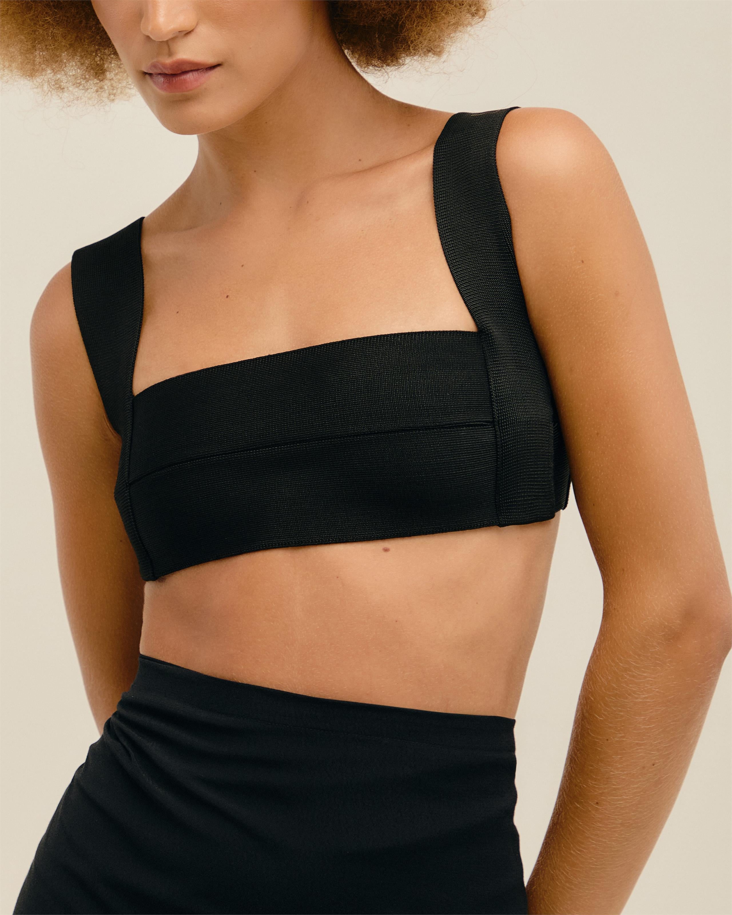 Top Alça Larga Tricot Preto