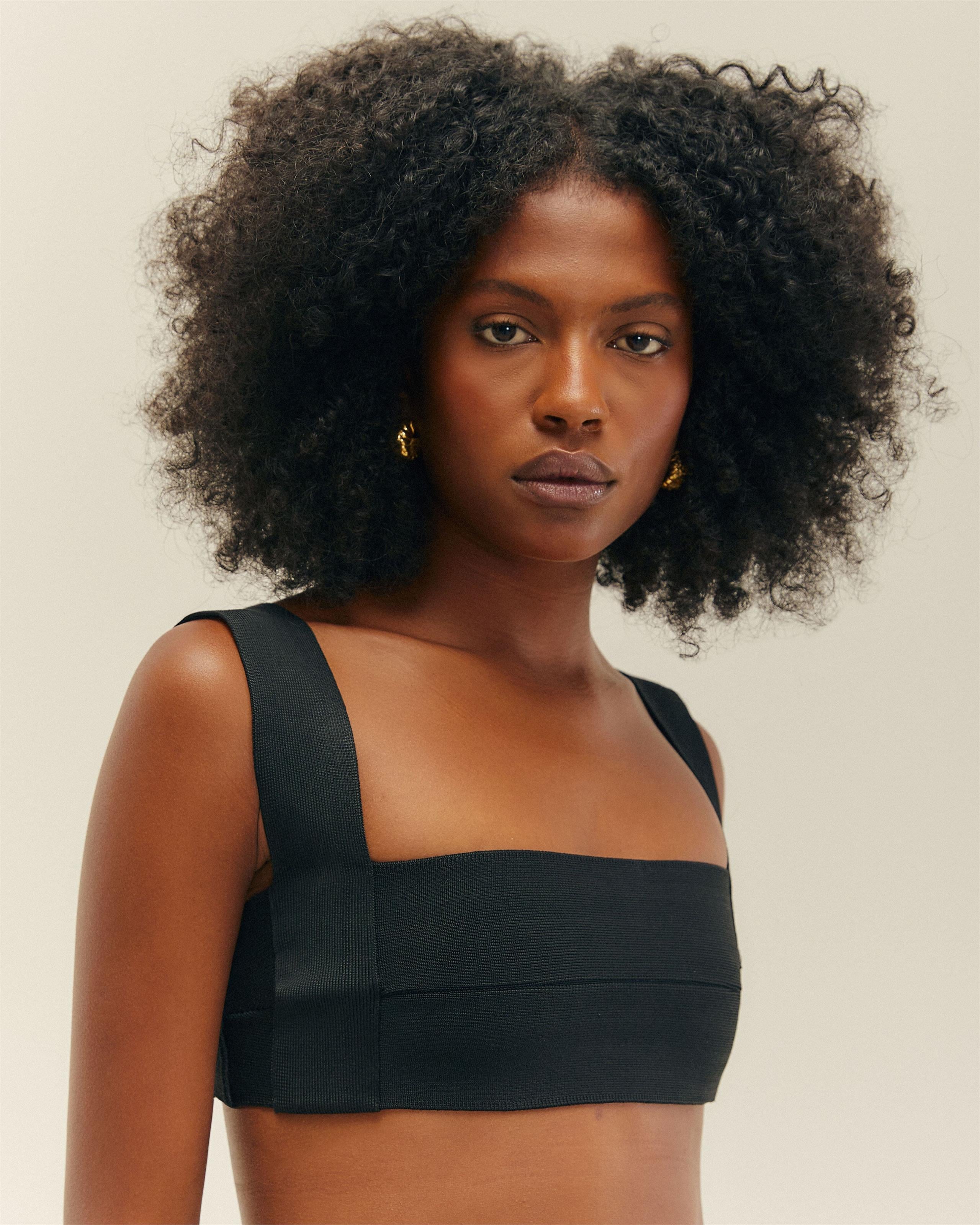 Top Alça Larga Tricot Preto