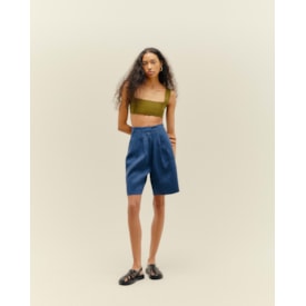 Haight — Top Alça Larga Tricot Verde Semente