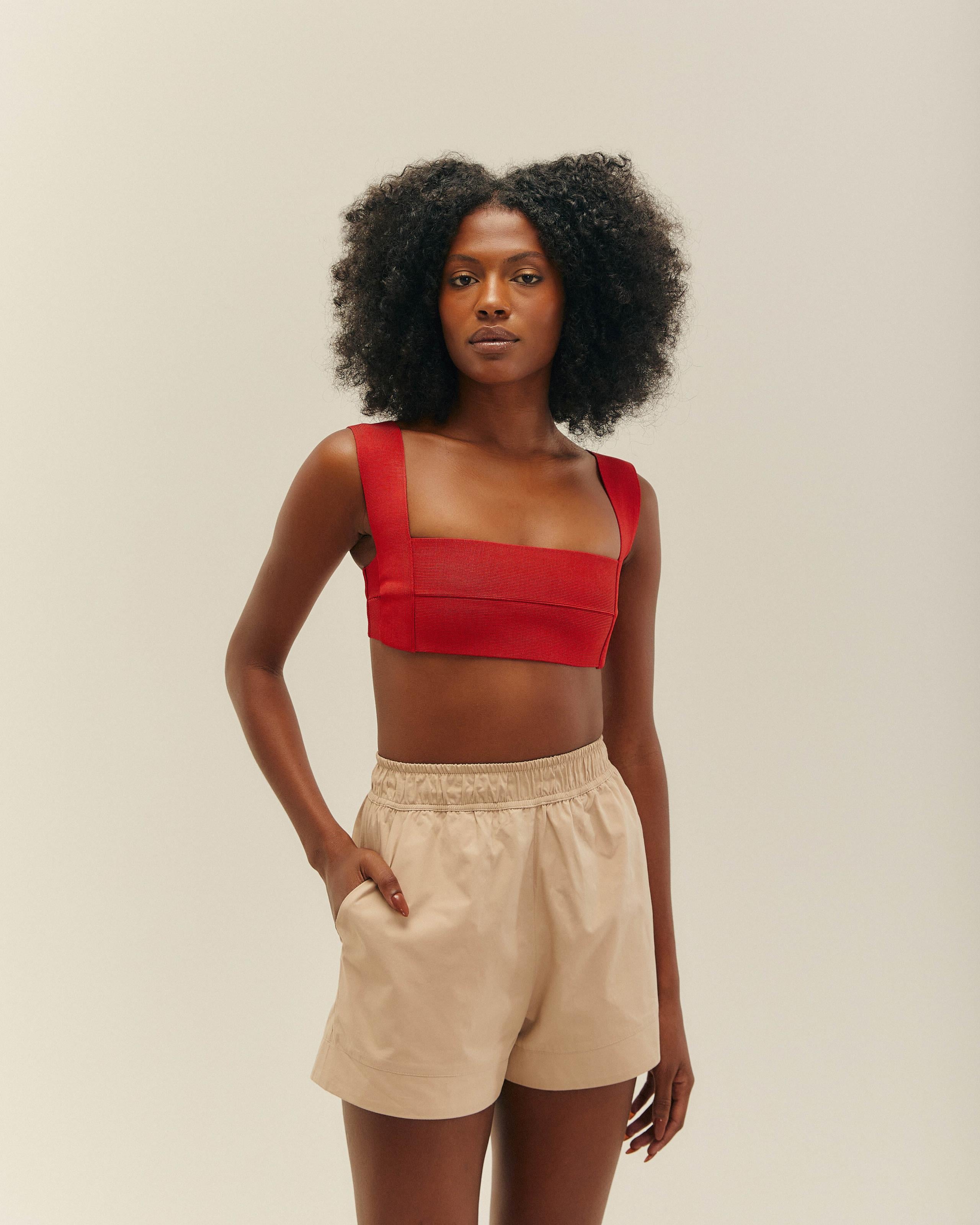 Top Alça Larga Tricot Vermelho Desvio