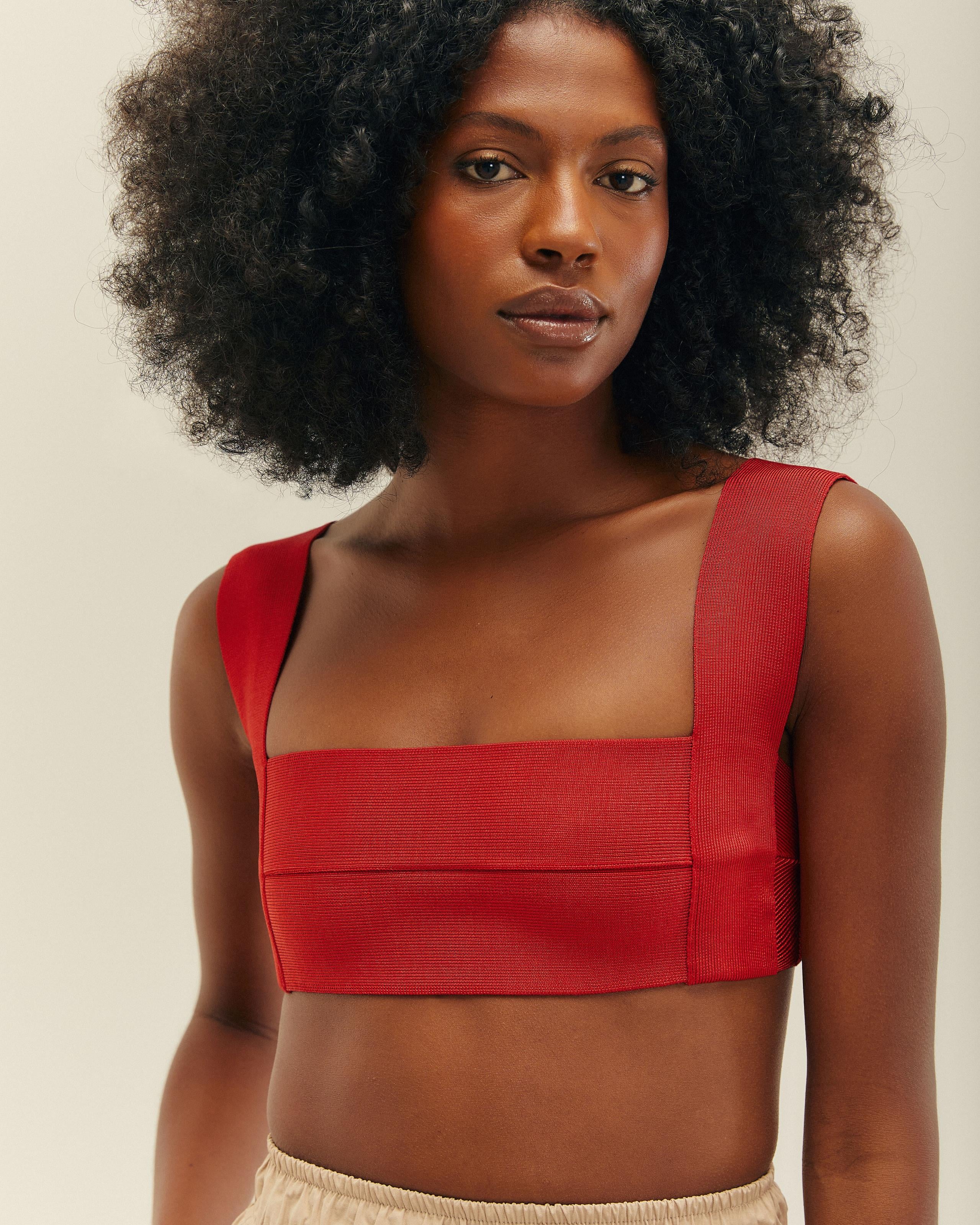 Top Alça Larga Tricot Vermelho Desvio