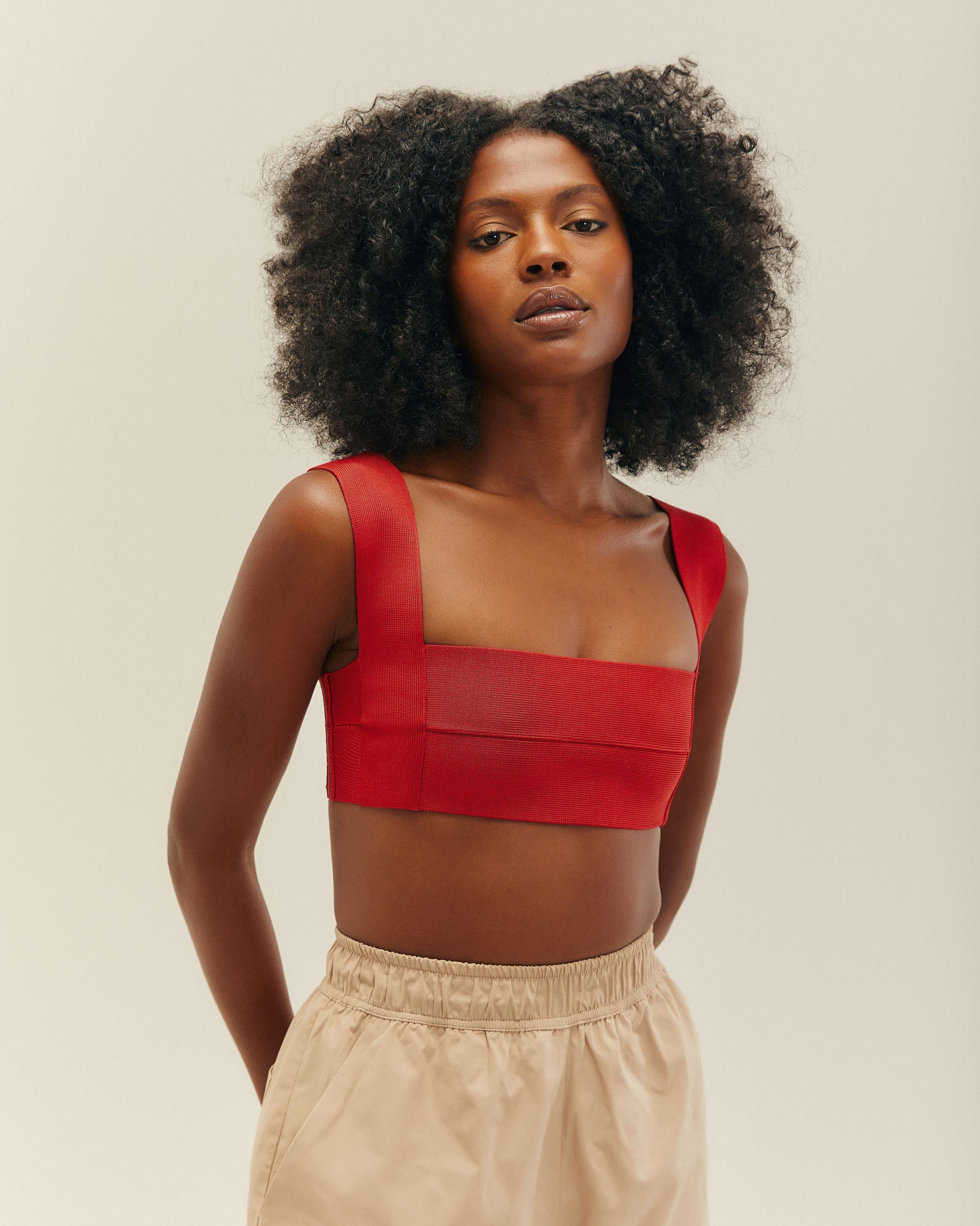 Top Alça Larga Tricot Vermelho Desvio