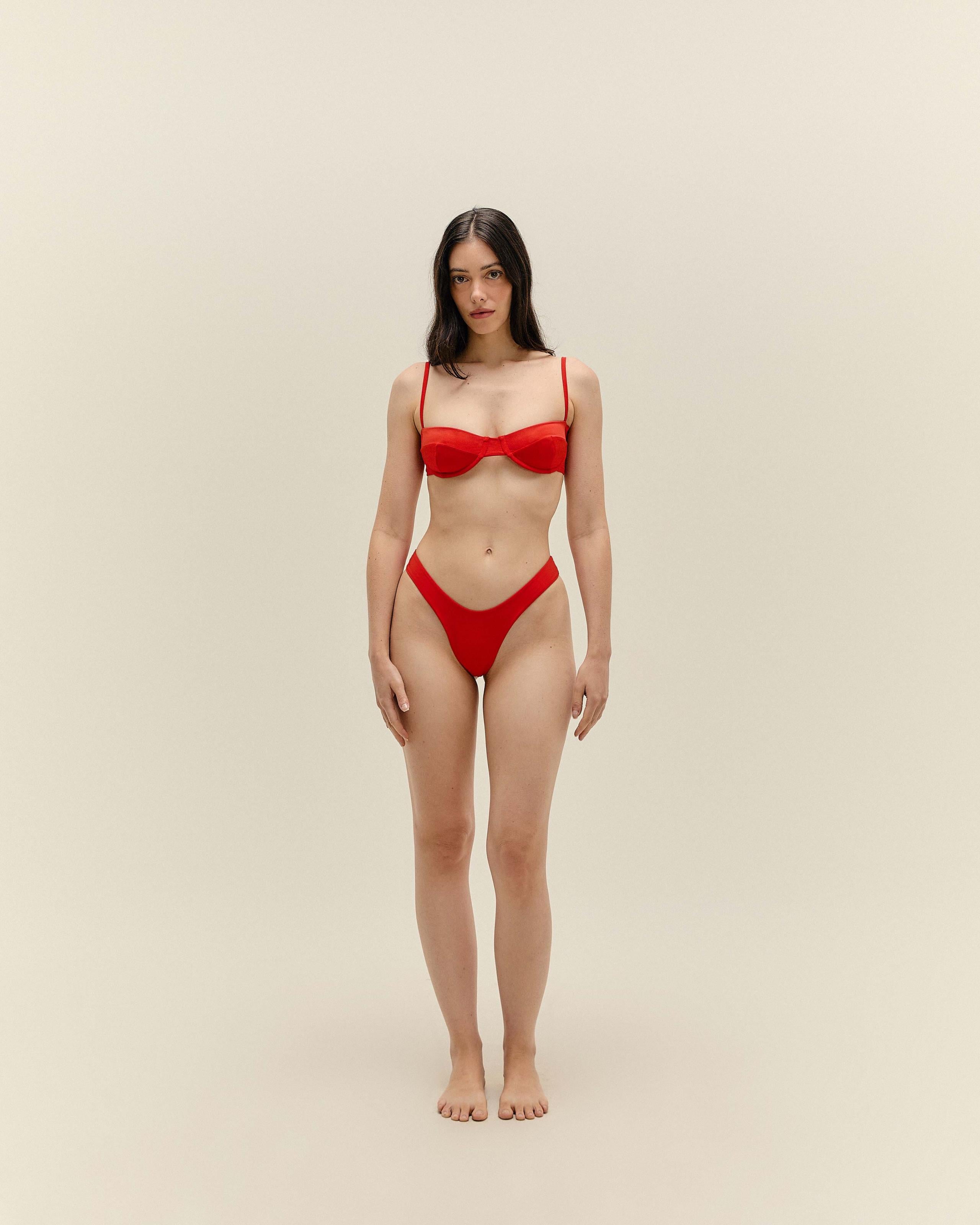 Top Meia Taça Regulável Vermelho Desvio