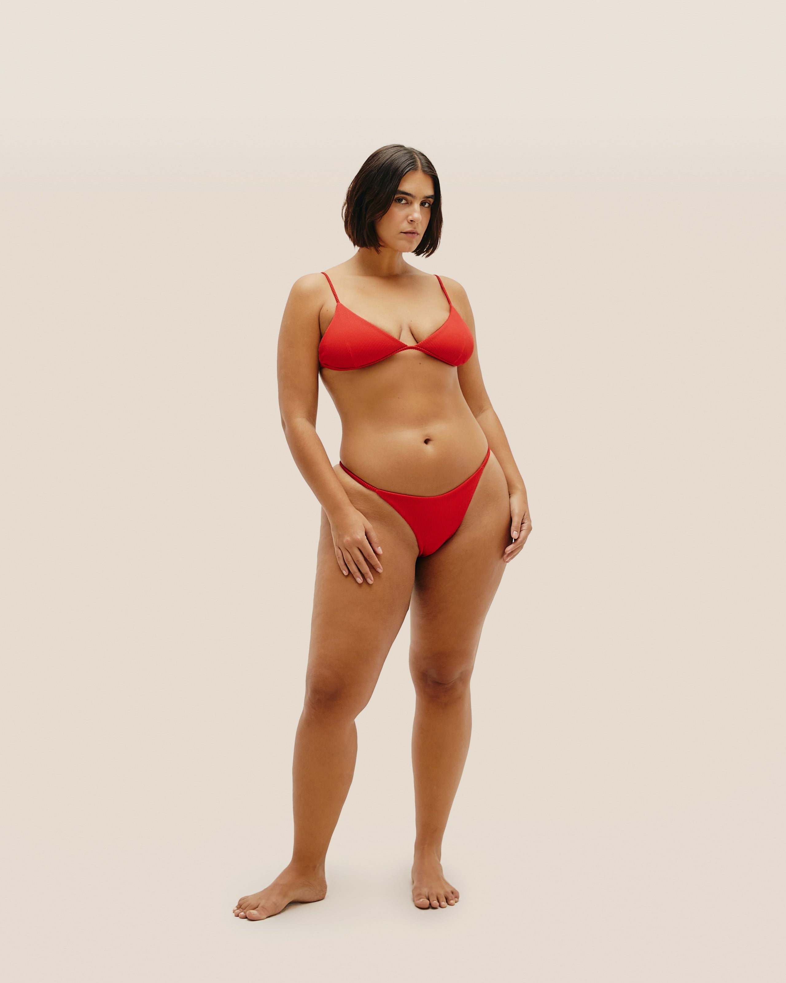 Top Olivia Regulável Nervura Vermelho Desvio