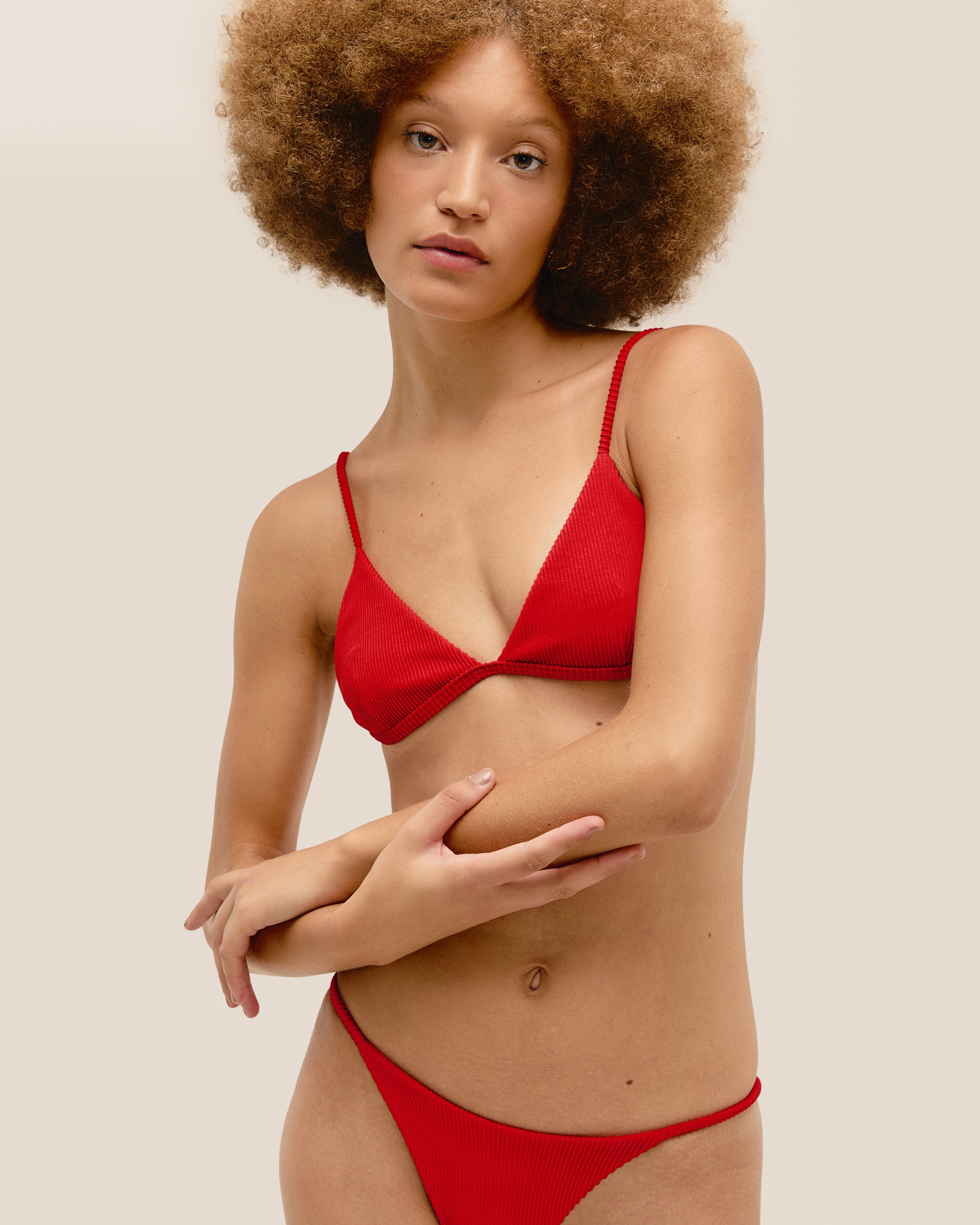 Top Olivia Regulável Nervura Vermelho Desvio