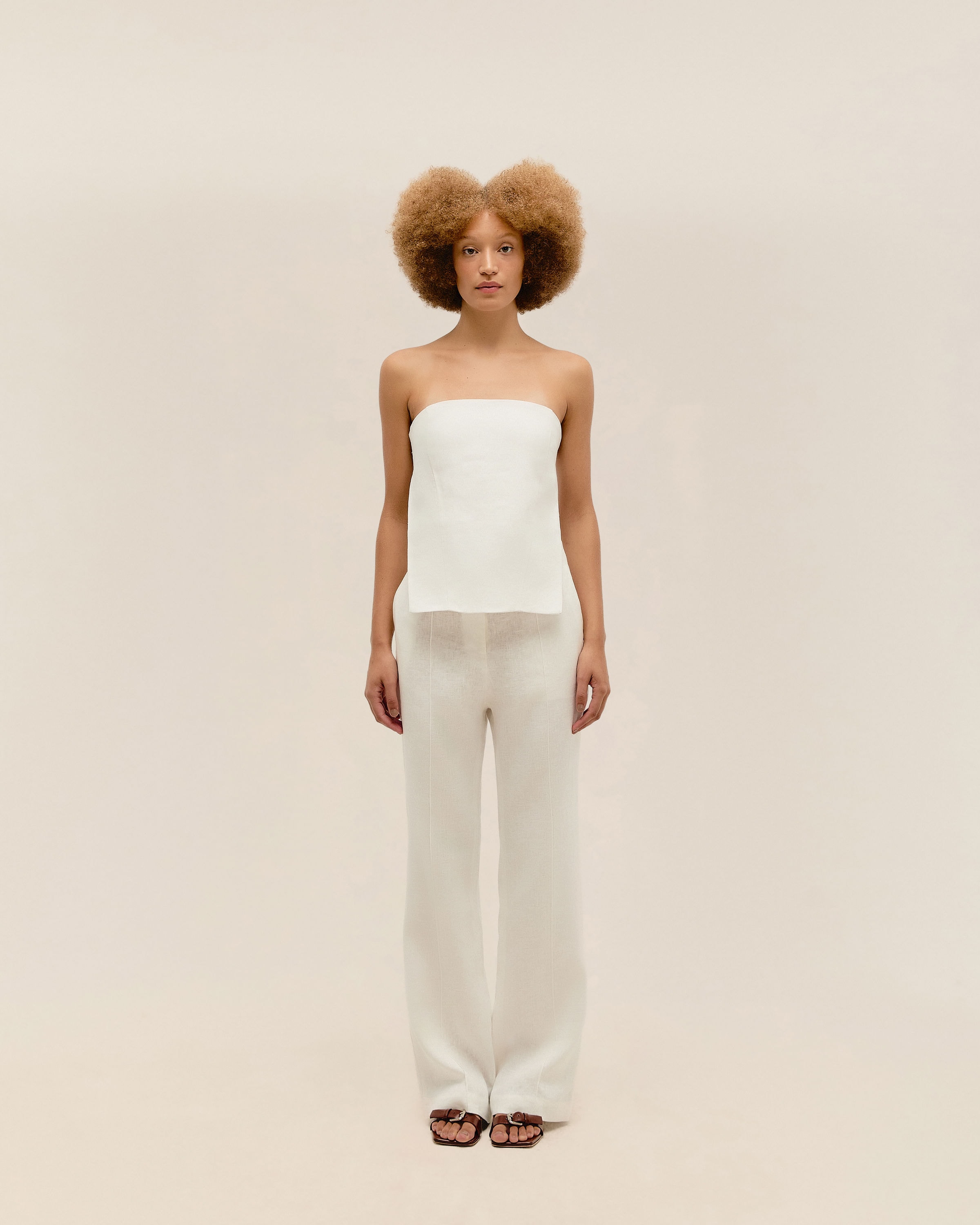 Top Sem Alça Linho Off-White