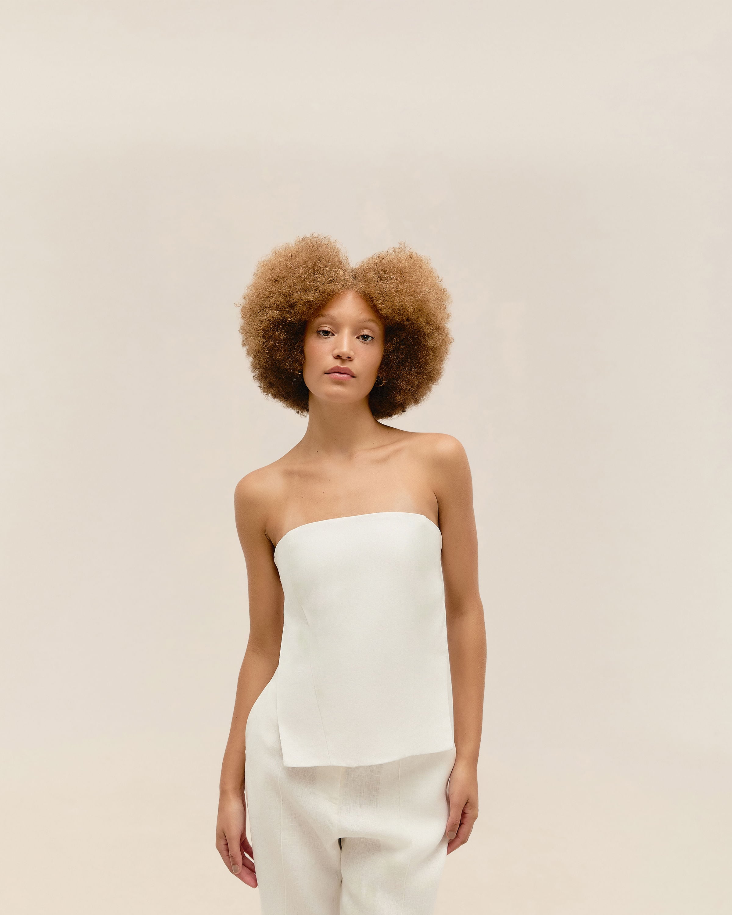 Top Sem Alça Linho Off-White