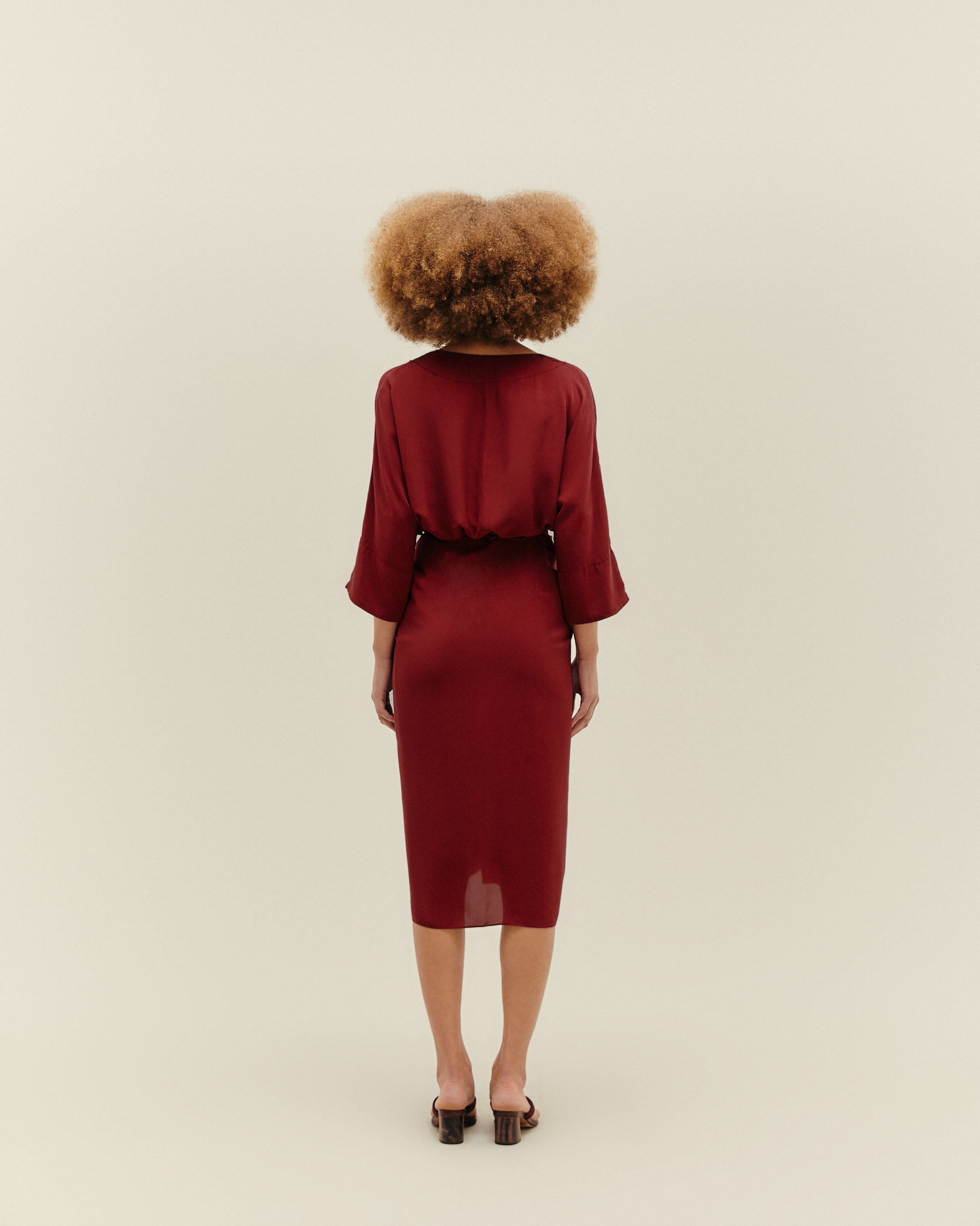 Túnica Amarração Viscose Acetinada Vinho Marsala