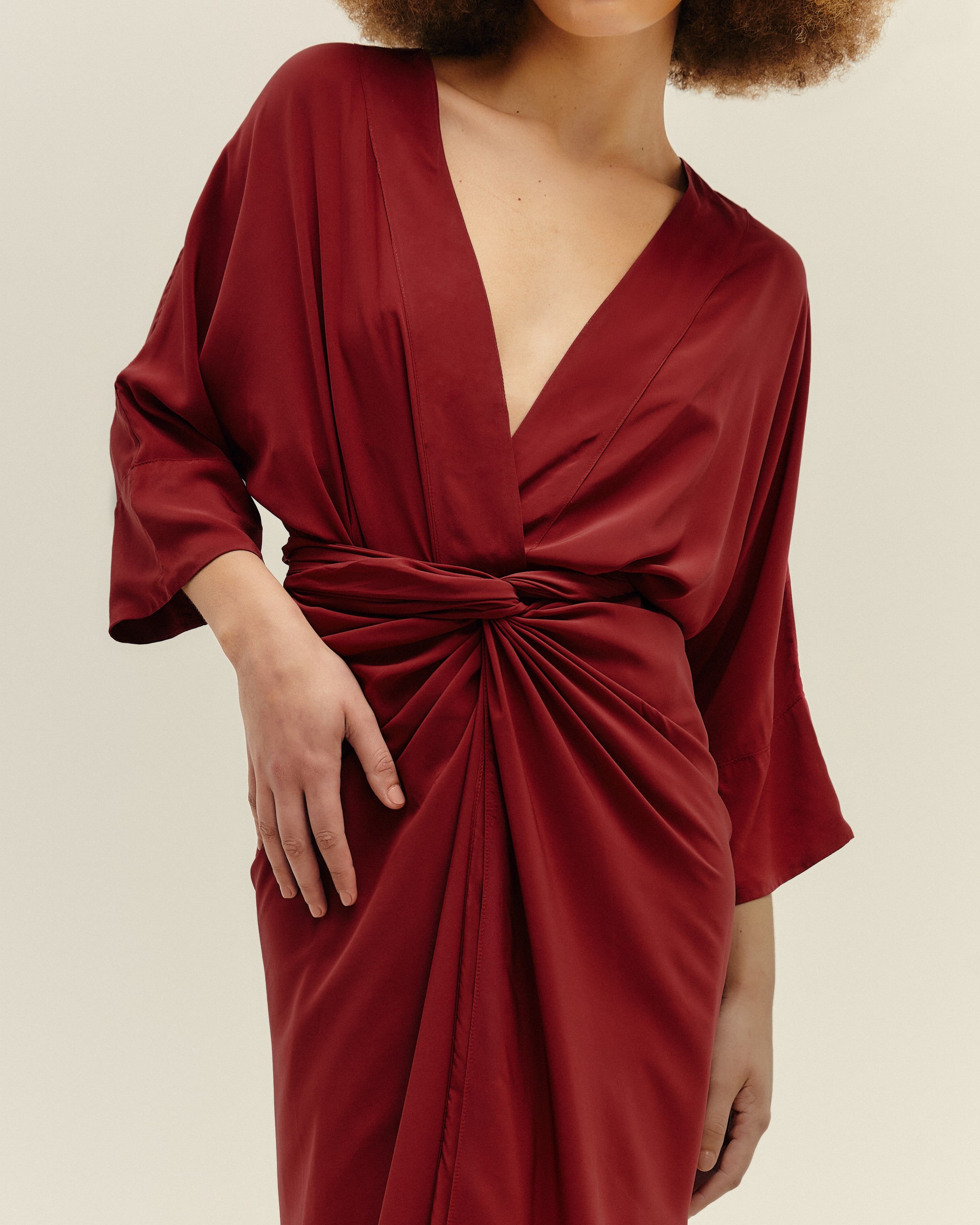 Túnica Amarração Viscose Acetinada Vinho Marsala