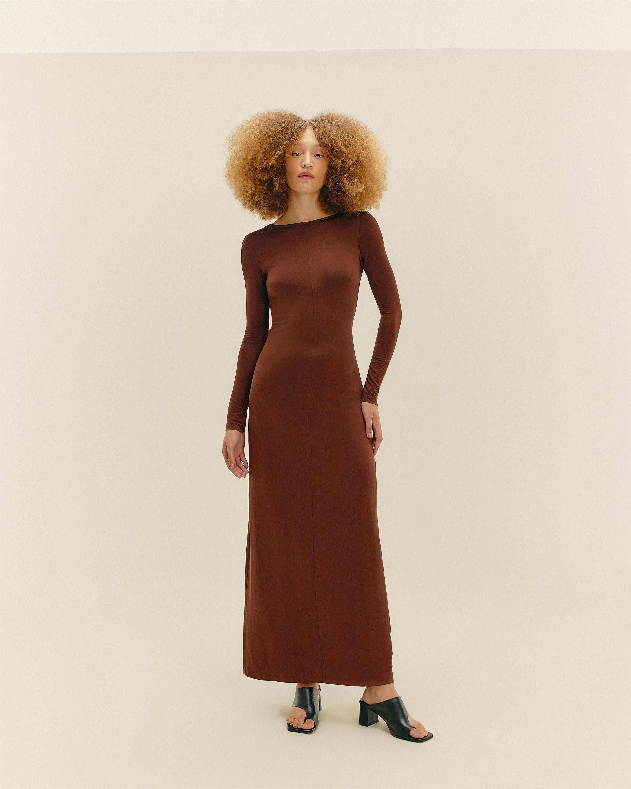 Vestido 70s Marrom Brauna