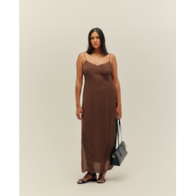 Haight — Vestido Beca Marrom Brauna