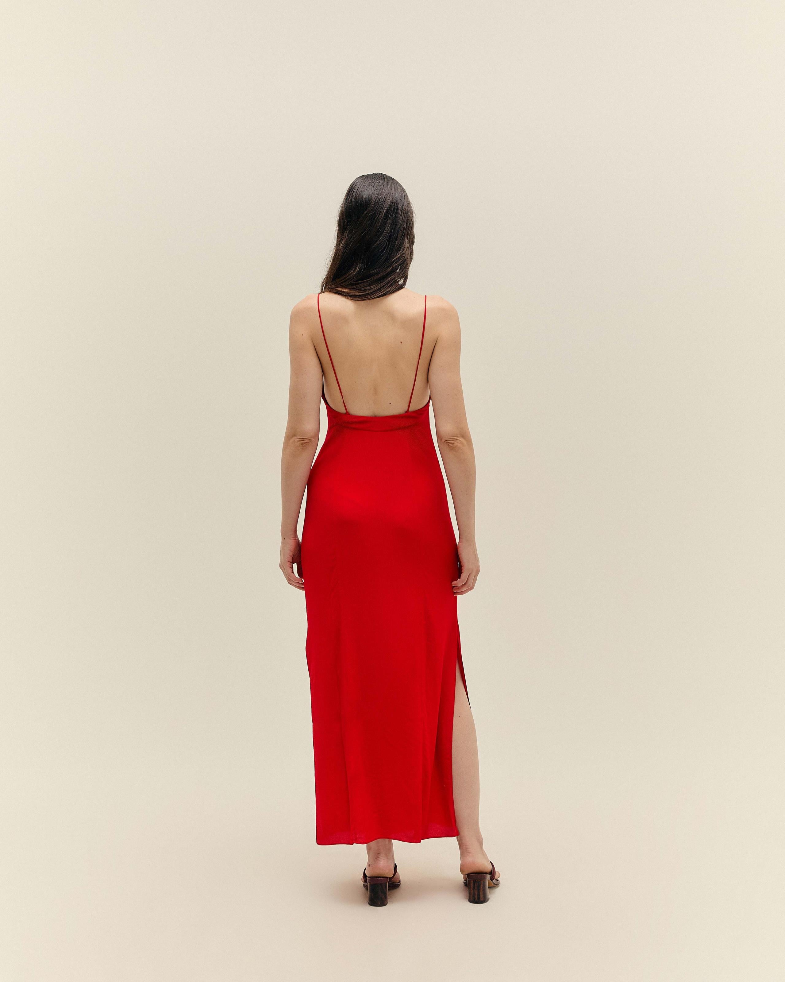 Vestido Beca Vermelho Desvio