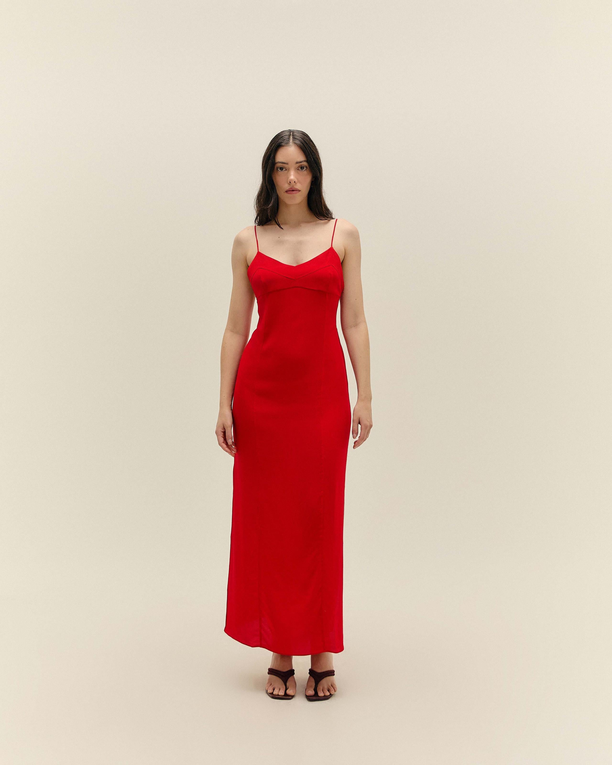 Vestido Beca Vermelho Desvio