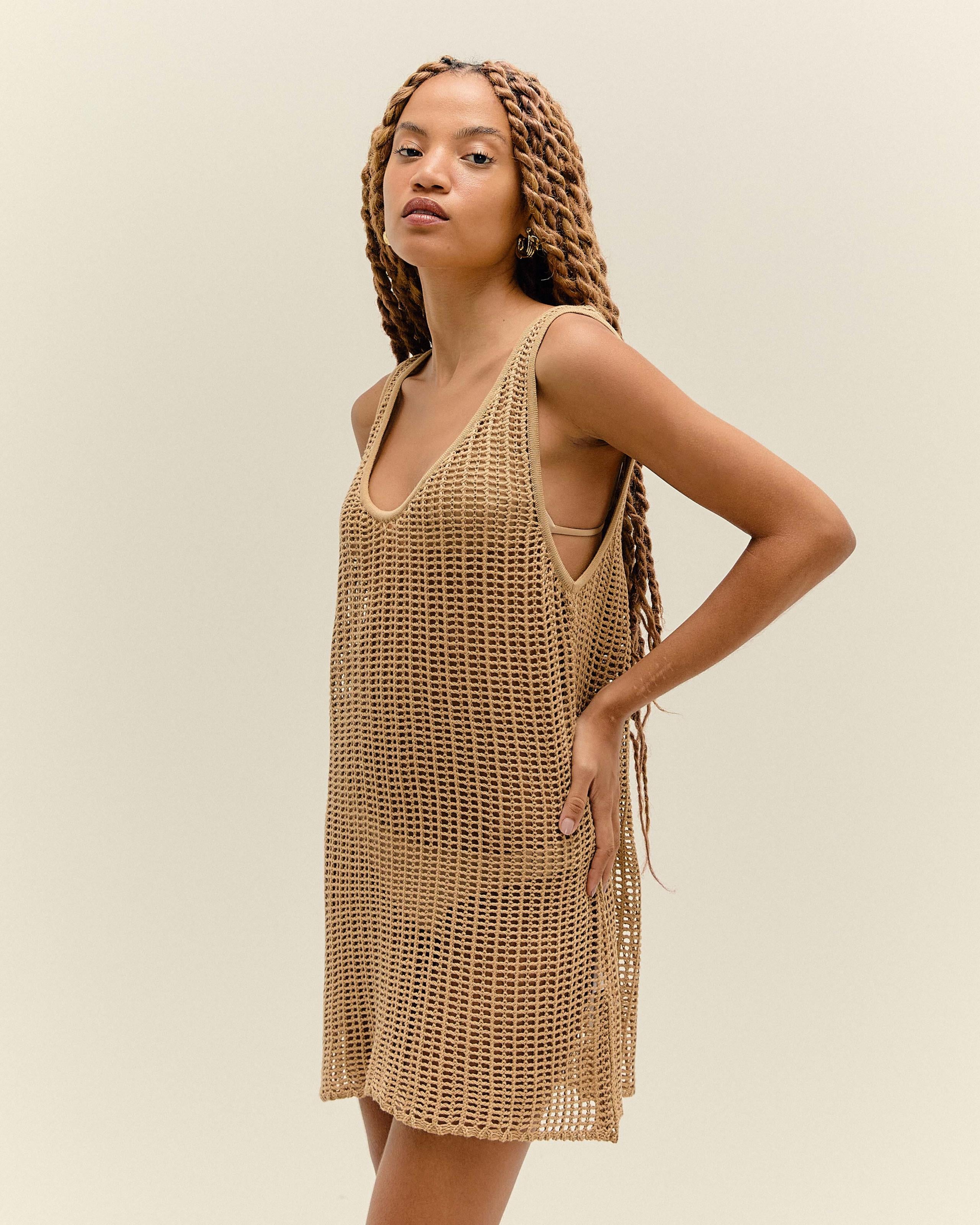 Vestido Beth Mini Tricot Bege Satu