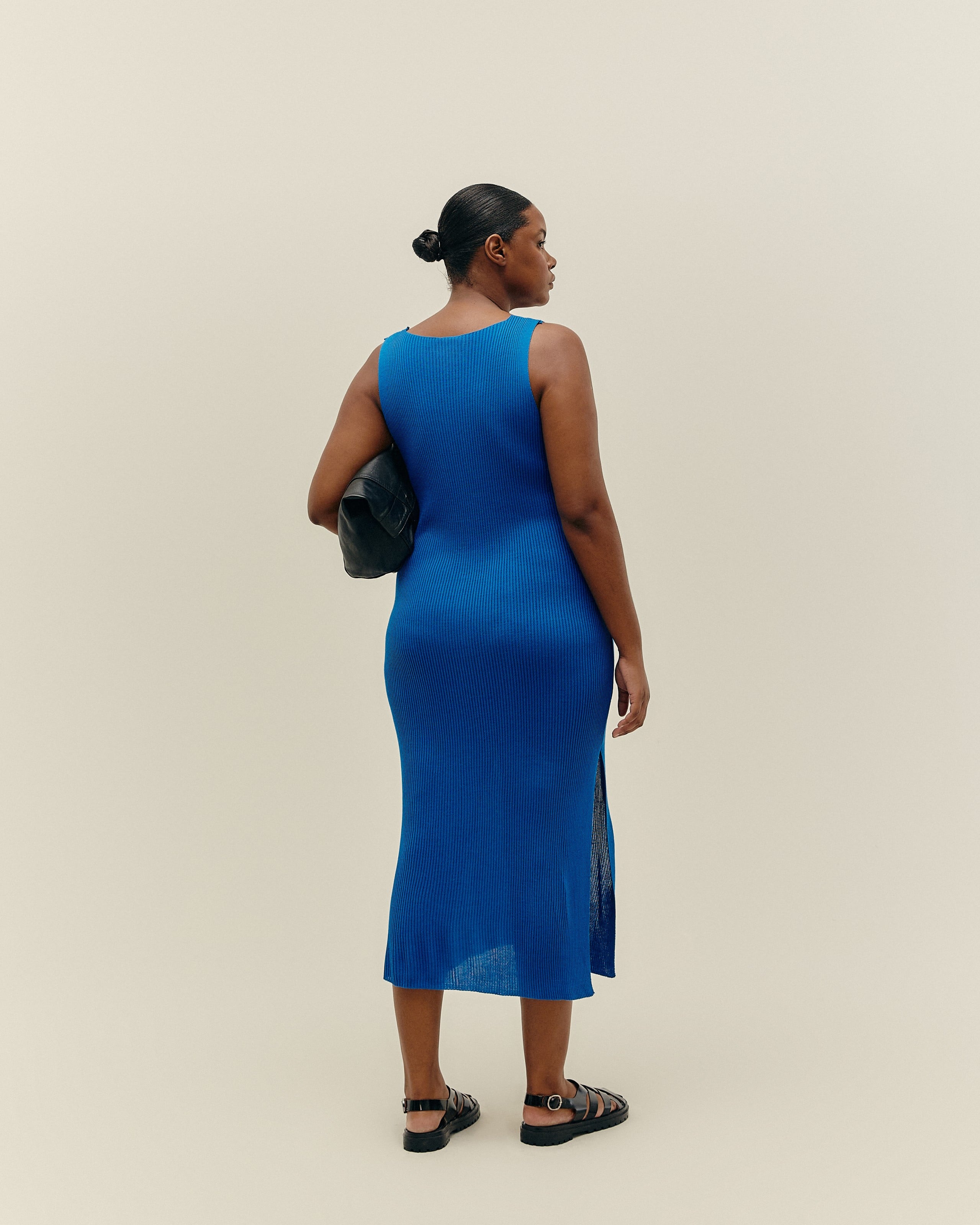 Vestido Bia Tricot Azul Cobalto