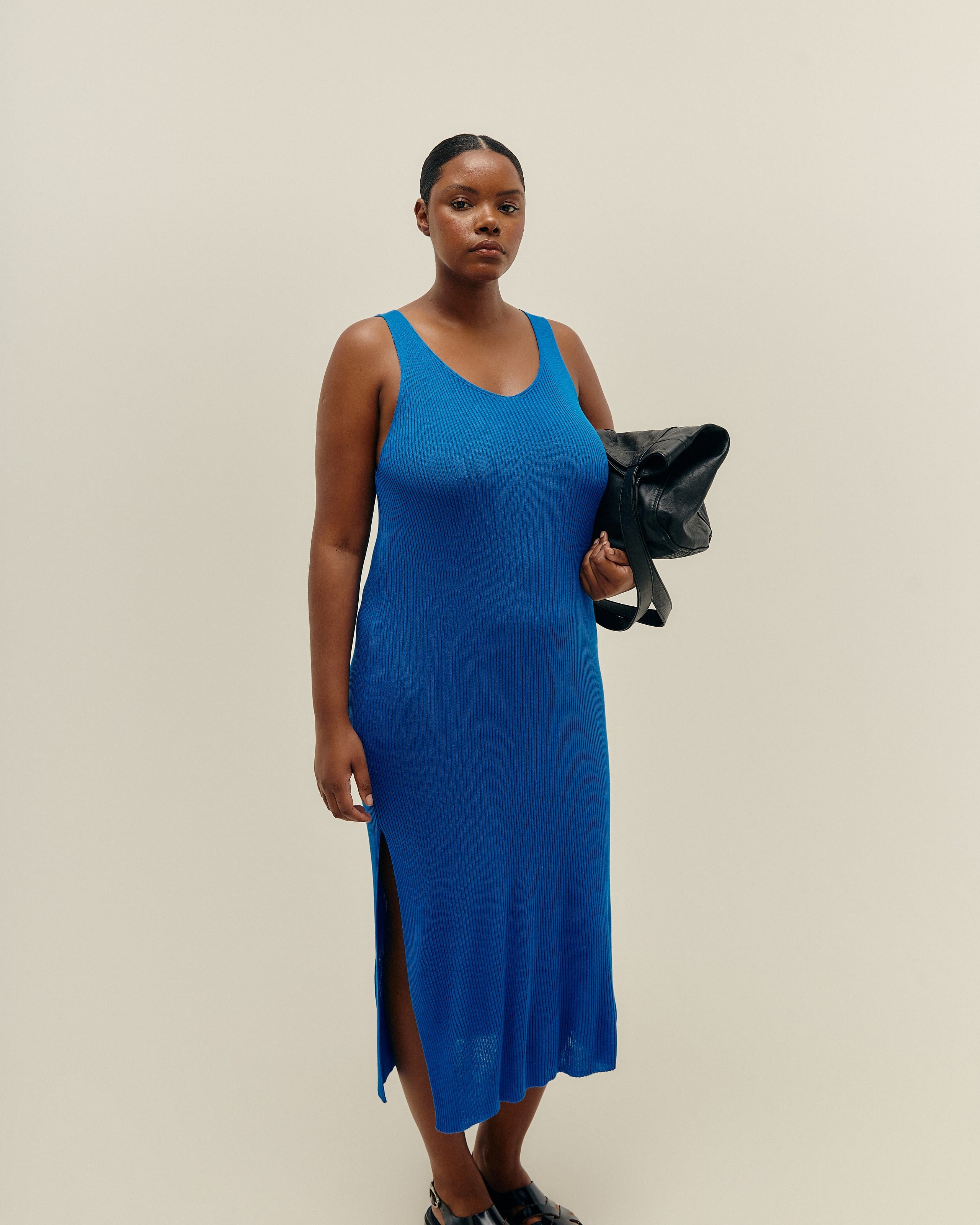 Vestido Bia Tricot Azul Cobalto