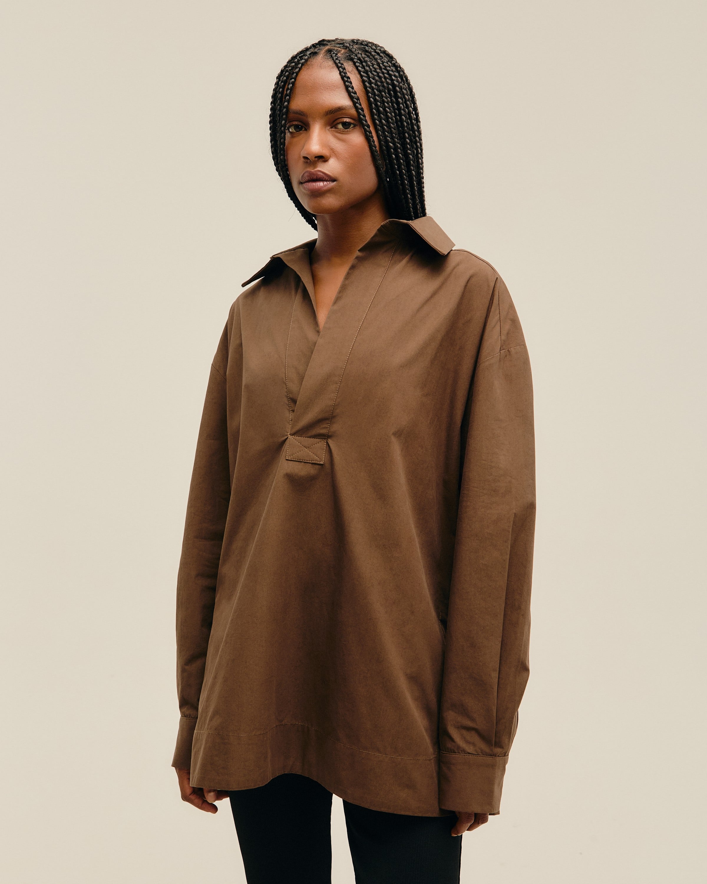 Vestido Camisa Polo Marrom Brauna