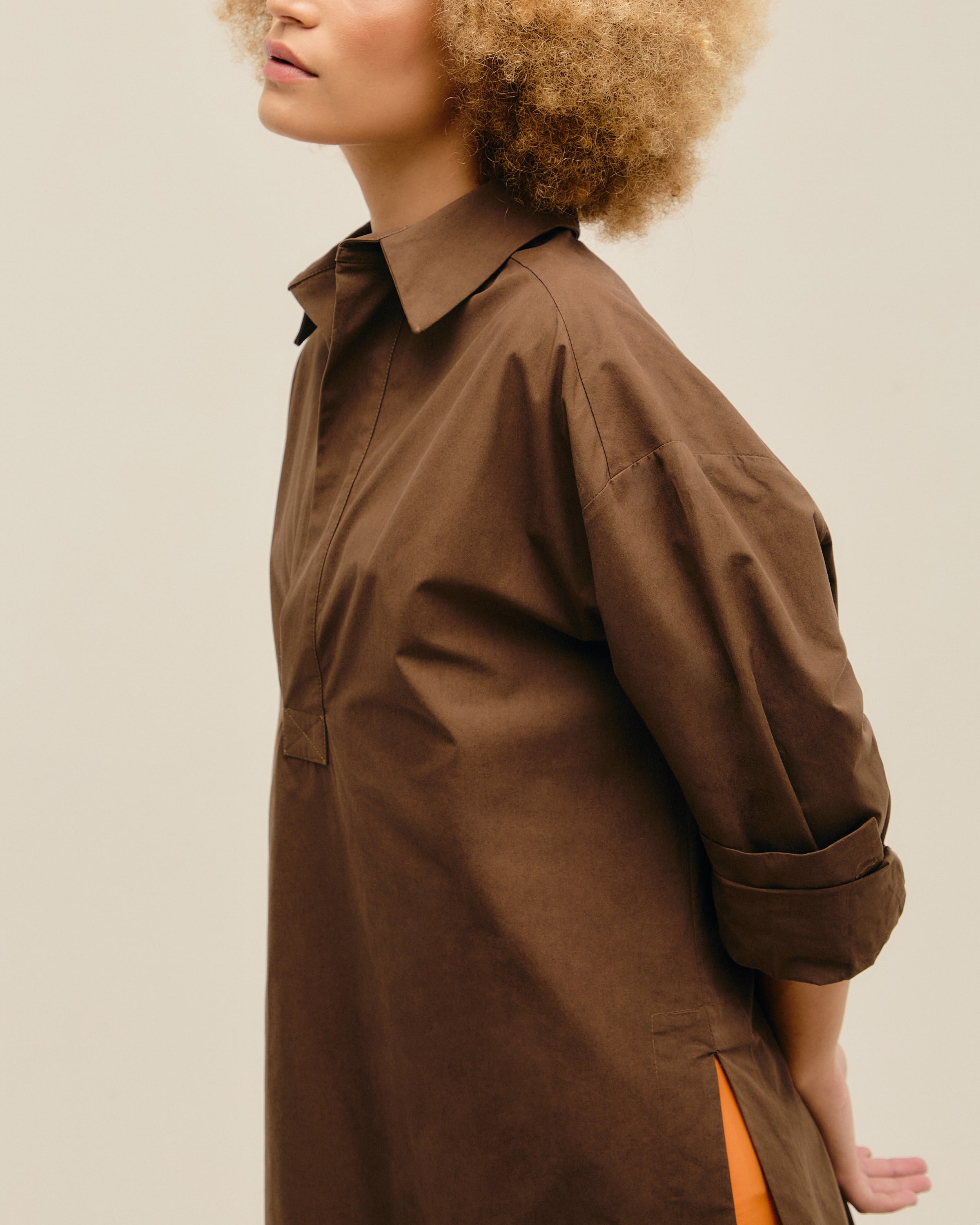 Vestido Camisa Polo Marrom Brauna