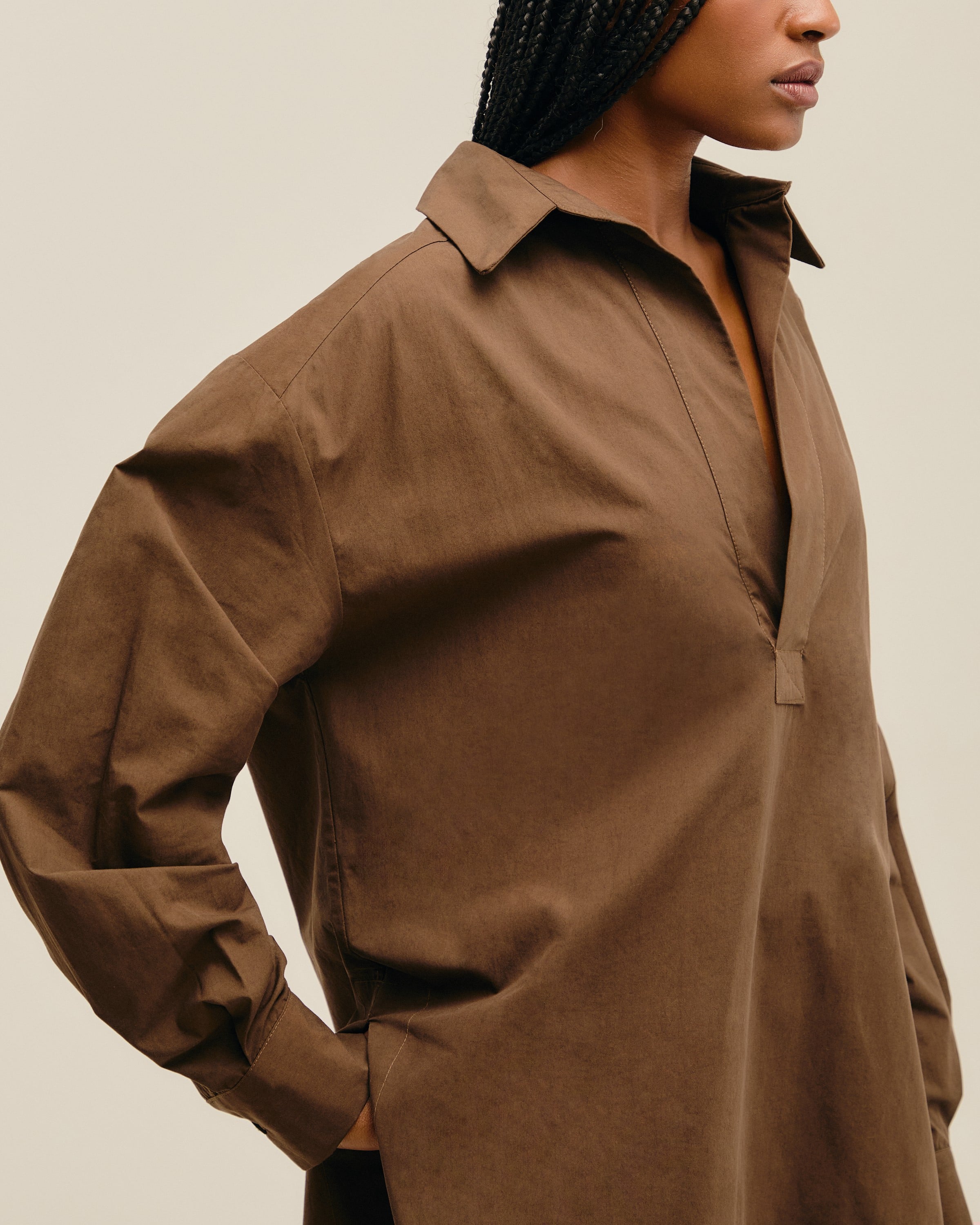 Vestido Camisa Polo Marrom Brauna