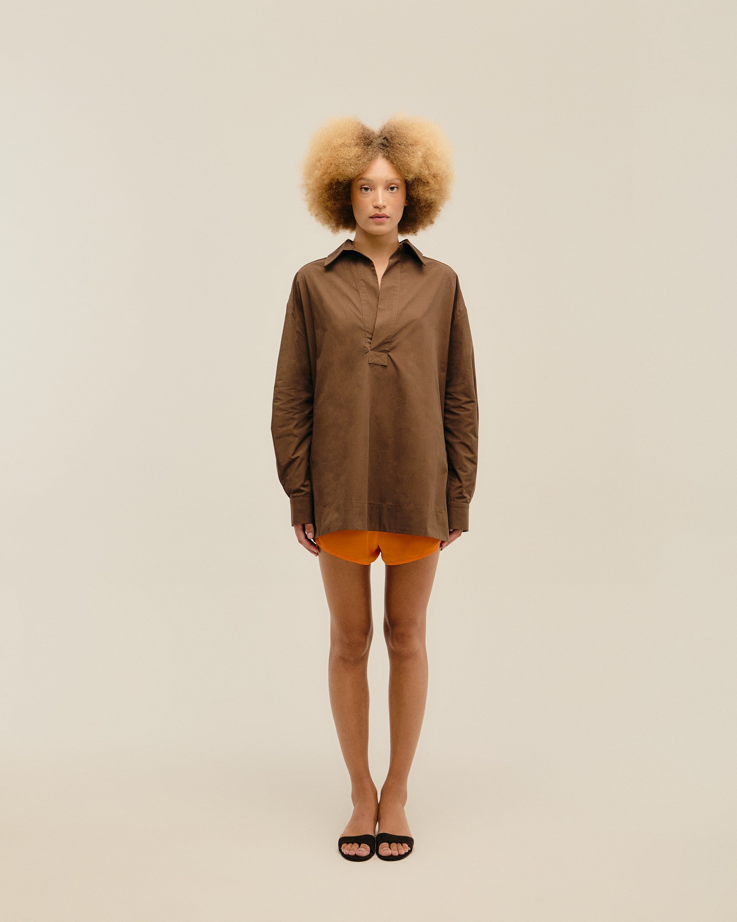 Vestido Camisa Polo Marrom Brauna