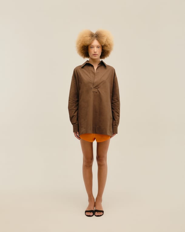 Vestido Camisa Polo Marrom Brauna