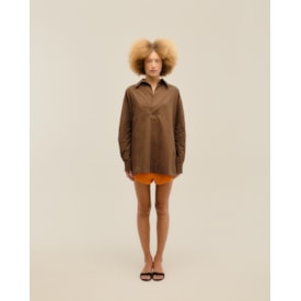 Haight — Vestido Camisa Polo Marrom Brauna