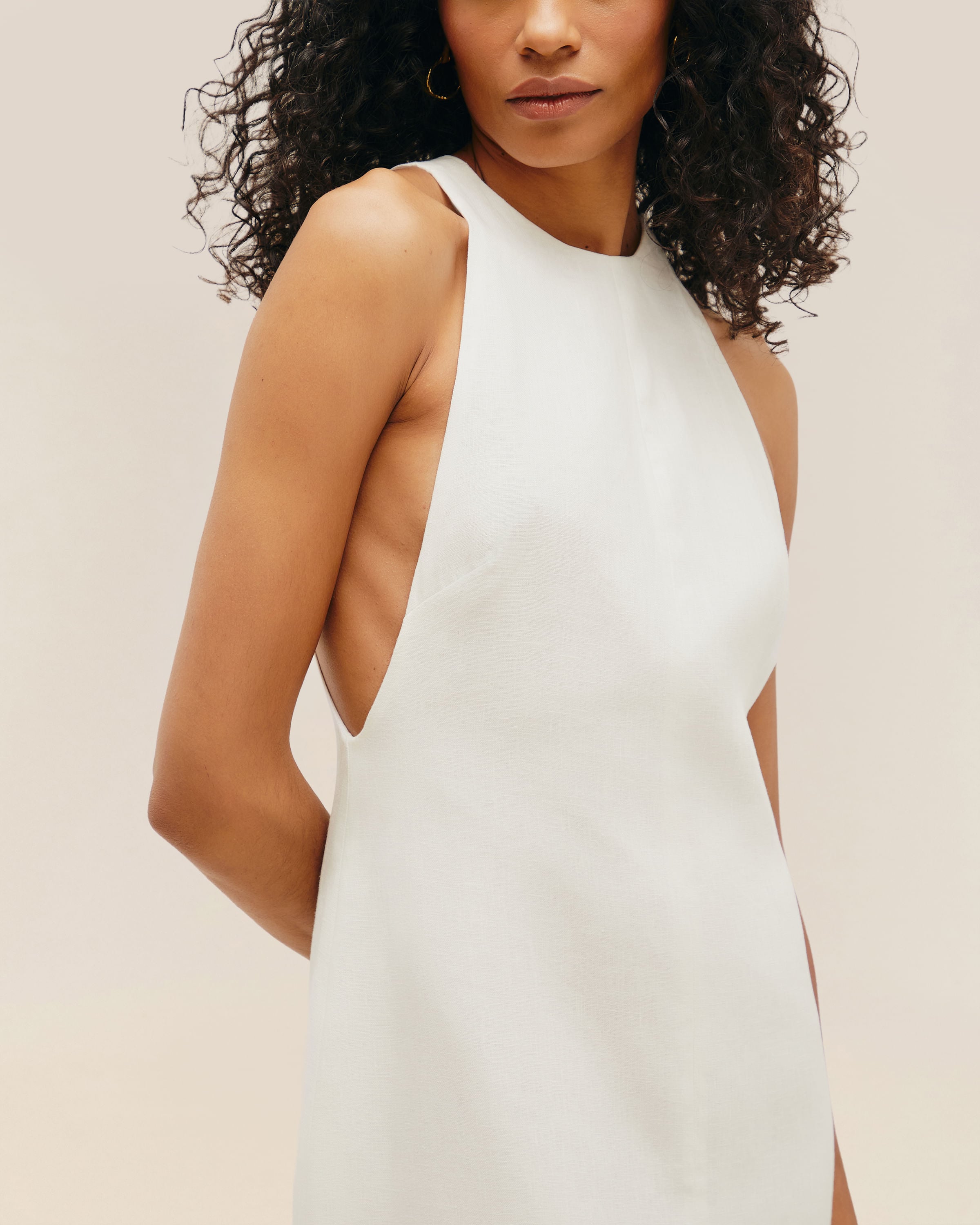 Vestido Cavado  Linho Off-White