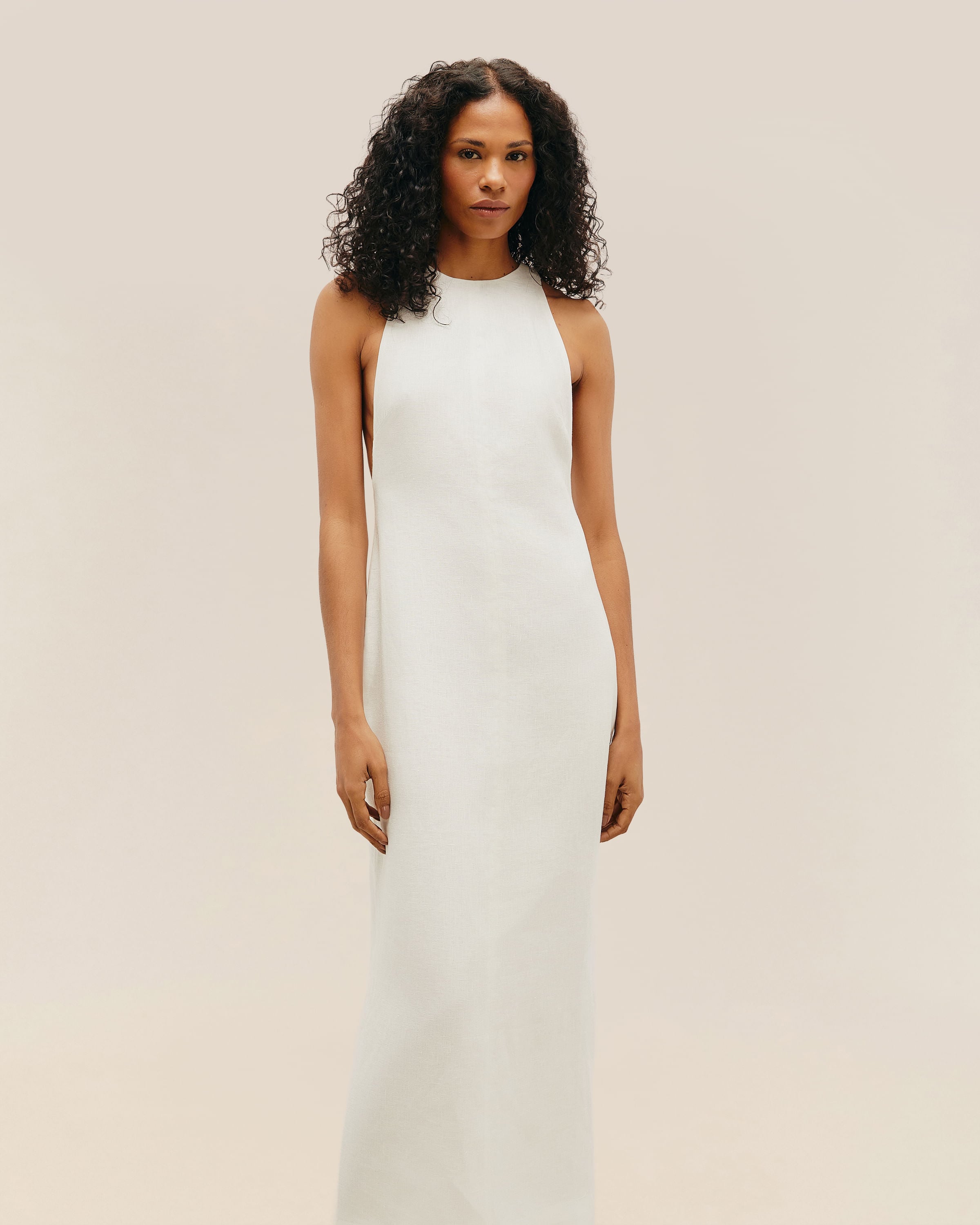 Vestido Cavado Linho Off-White