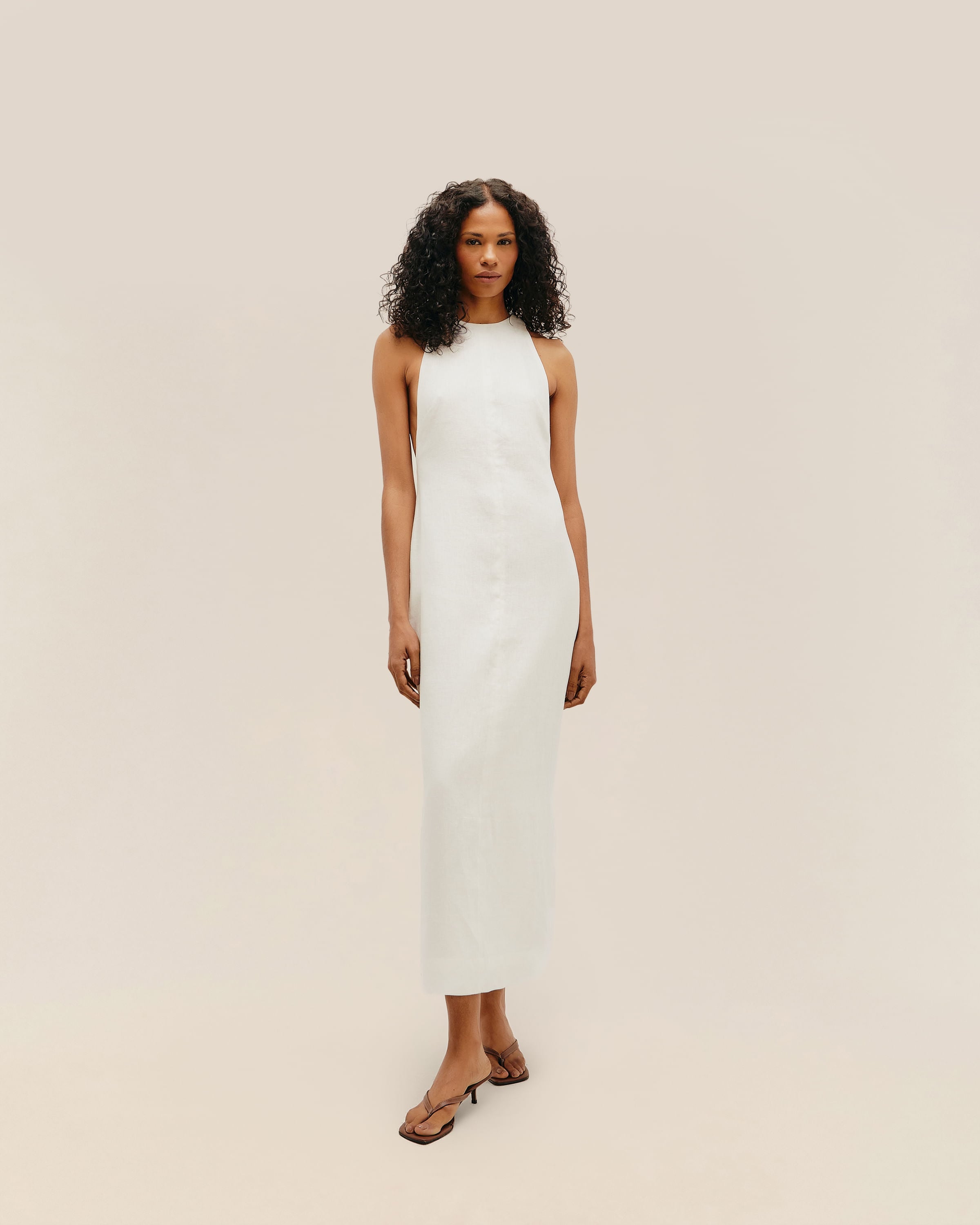 Vestido Cavado Linho Off-White