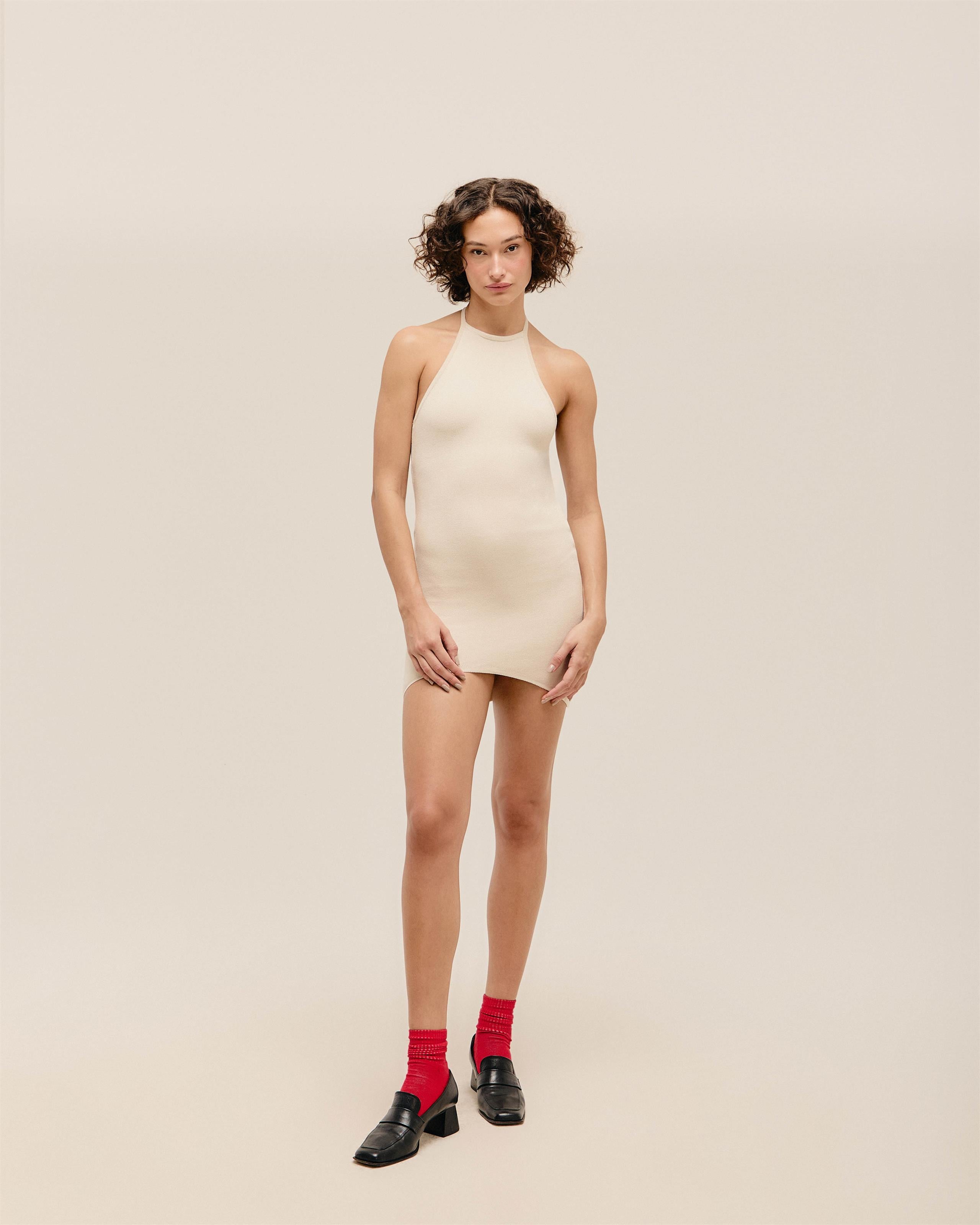 Vestido Cintia Tricot Bege