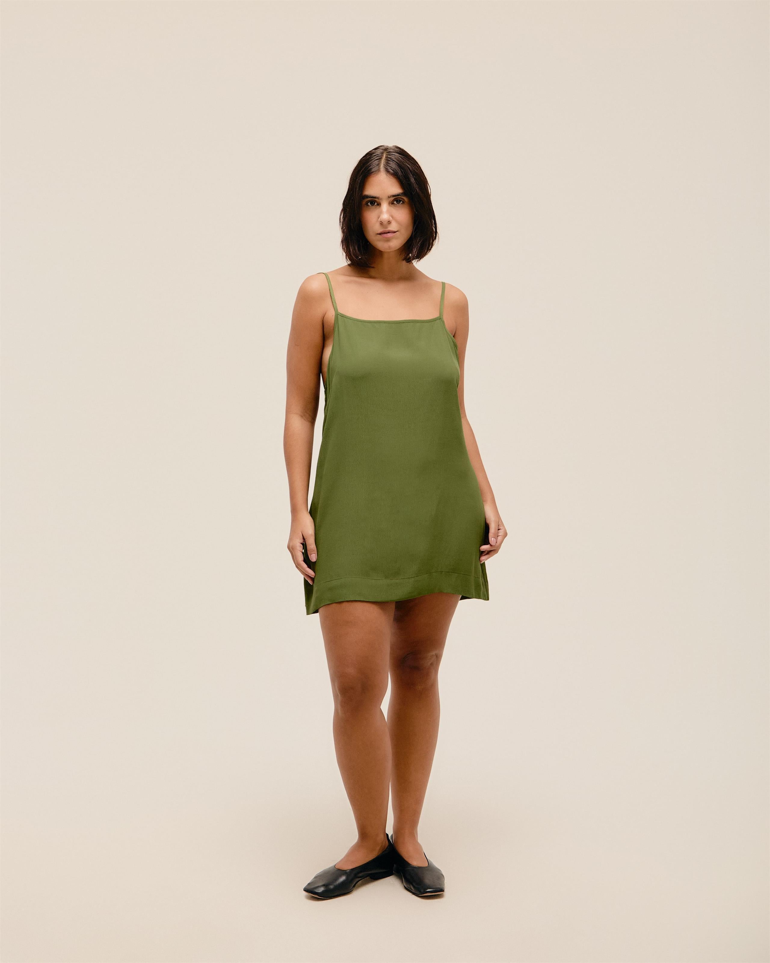 Vestido Clara Mini Verde Oliva