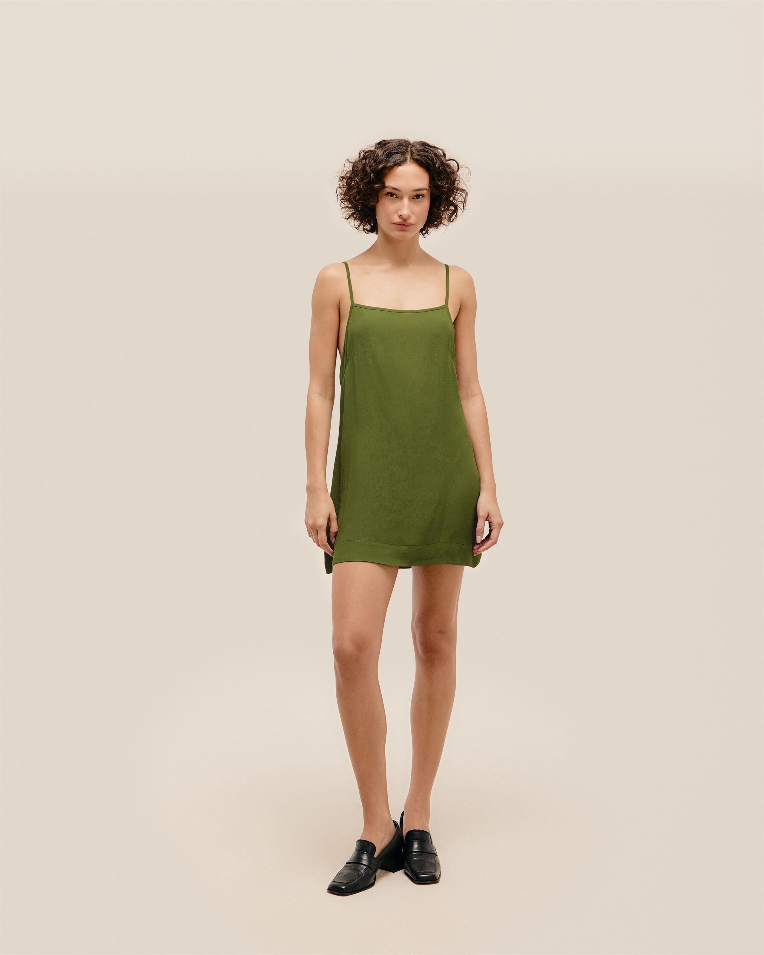 Vestido Clara Mini Verde Oliva